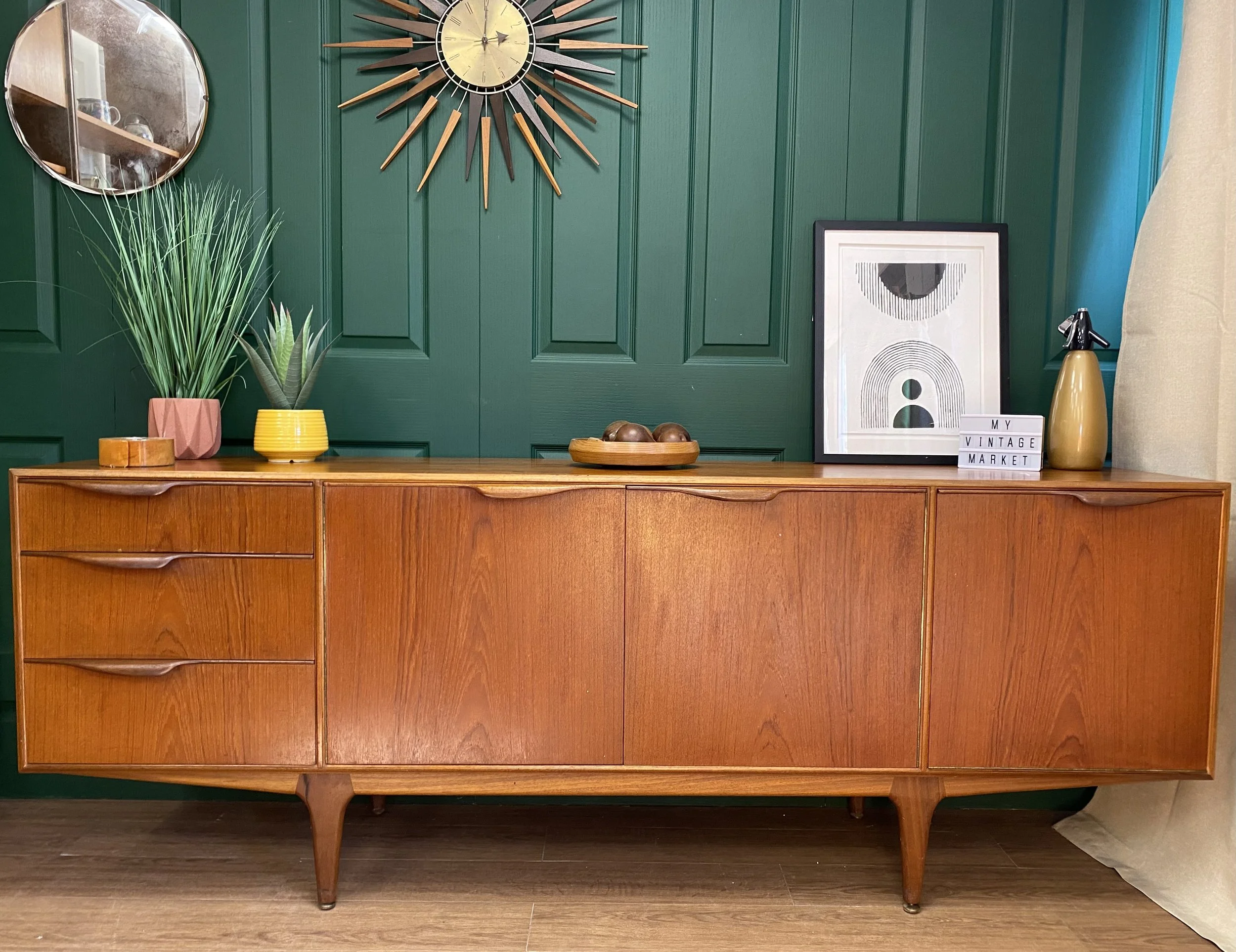 Vintage 1960s Danish style mid century teak sideboard by McIntosh.