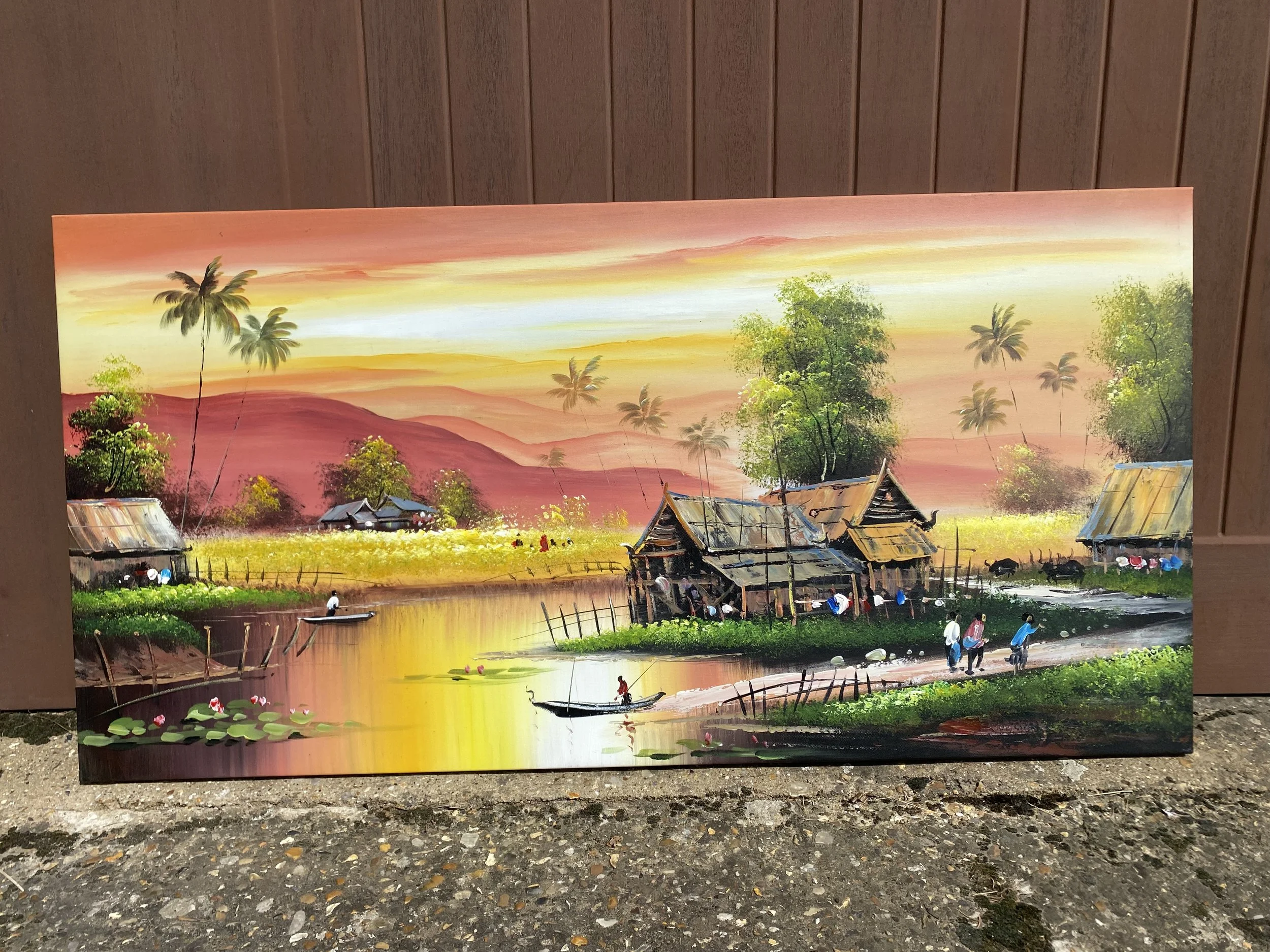 Thai Original Oil Painting Landscape, 48" x 24"