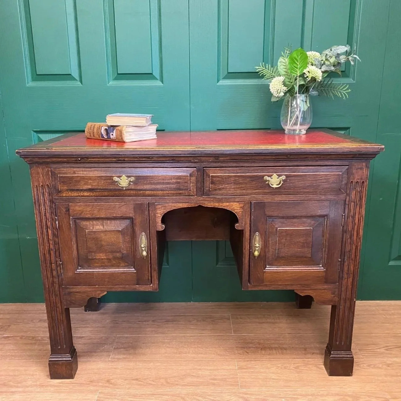 Antique Edwardian solid oak ladies writing desk