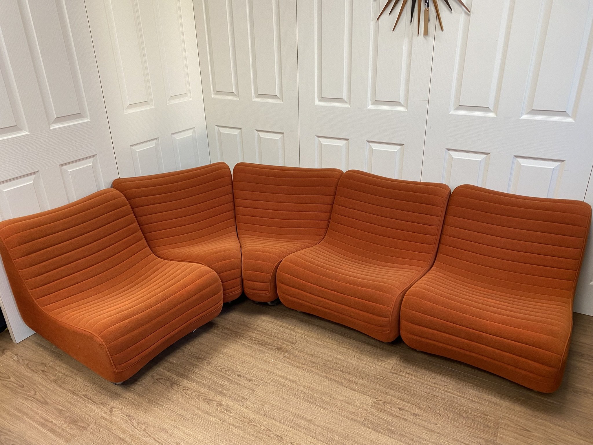 Vintage Retro 1970s Carl Henrik Spak Swedish Modular Sofa Burnt Orange