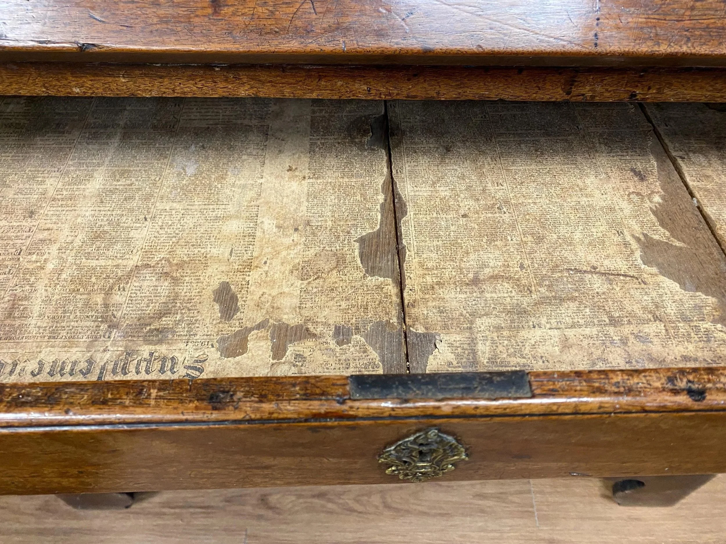 Antique 18th Century George III Solid Mahogany Bureau, Intricate Interior