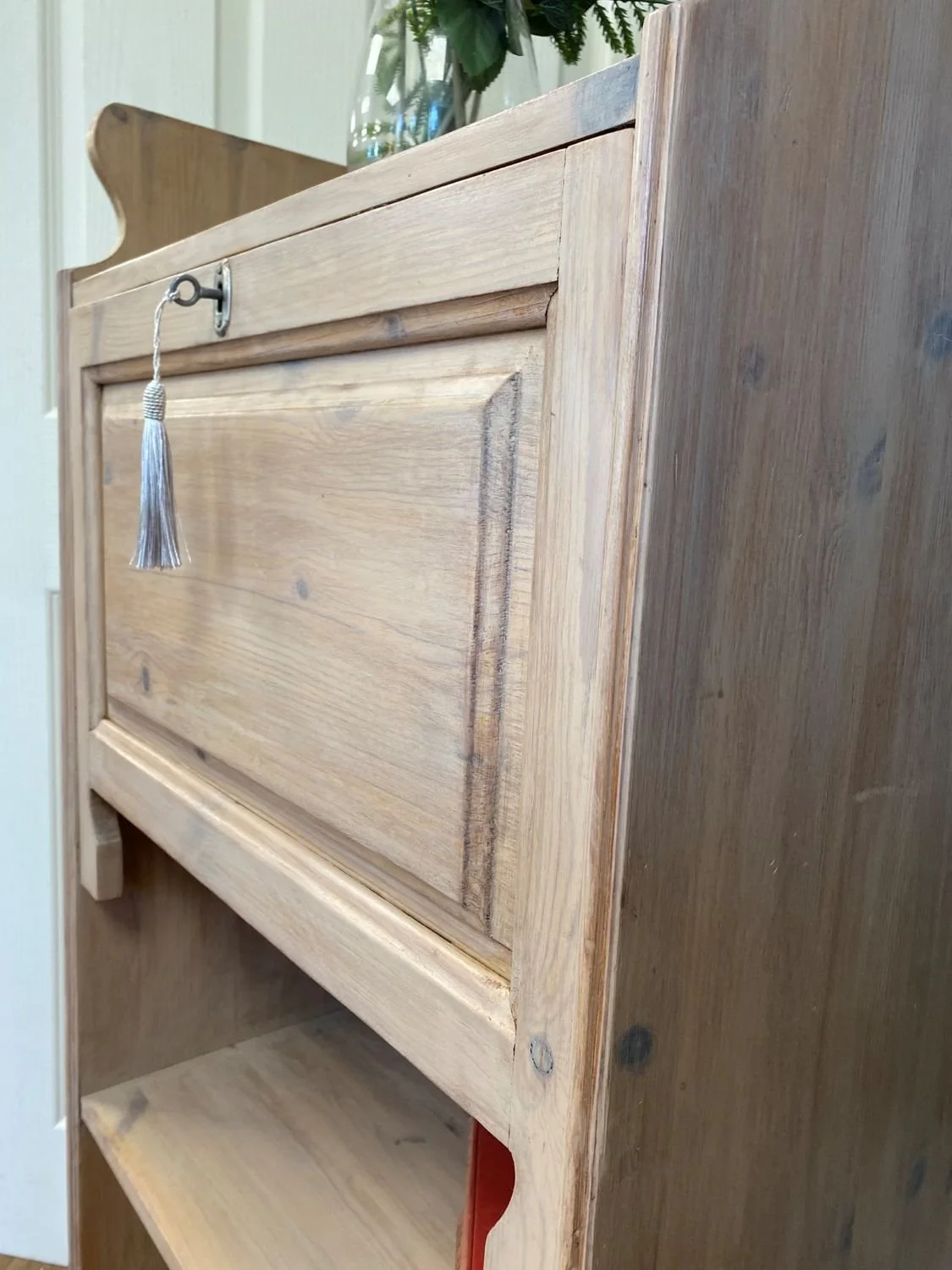 Vintage antique Arts and Crafts style pine bureau bookcase refurbished