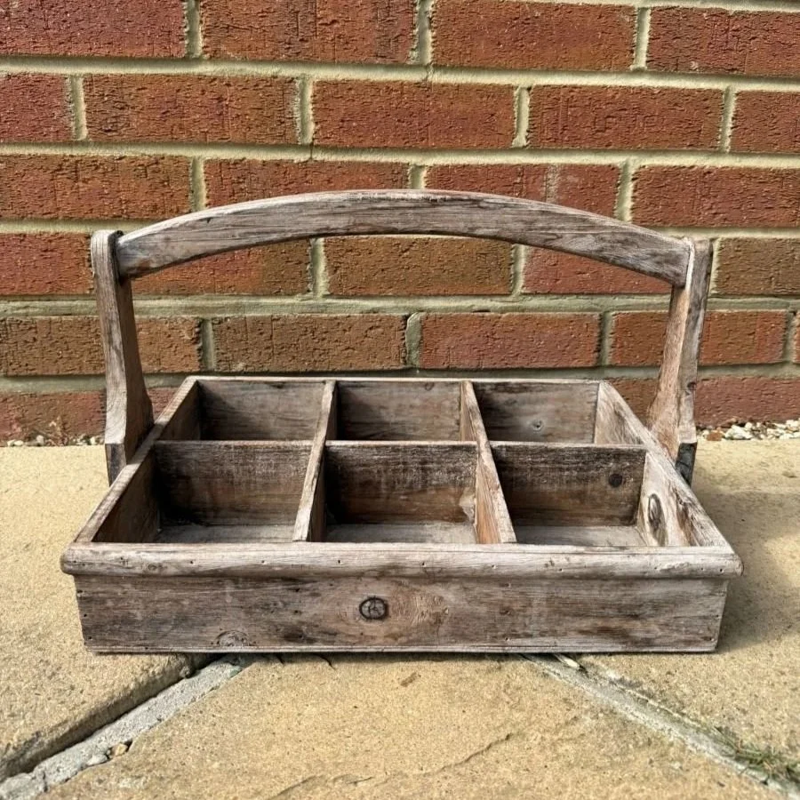Vintage wooden bottle crate carrier paint washed