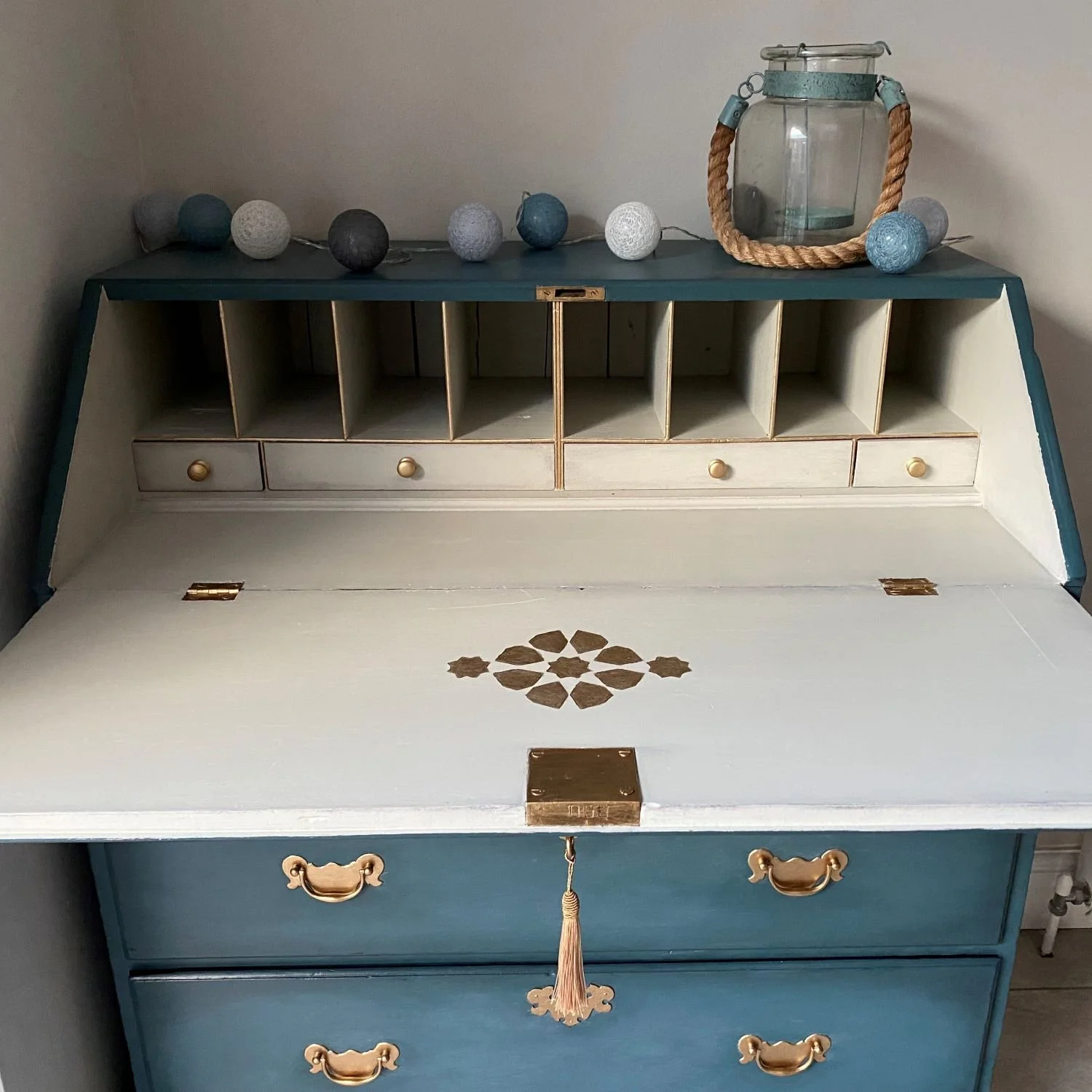 Blue and gold upcycled bureau