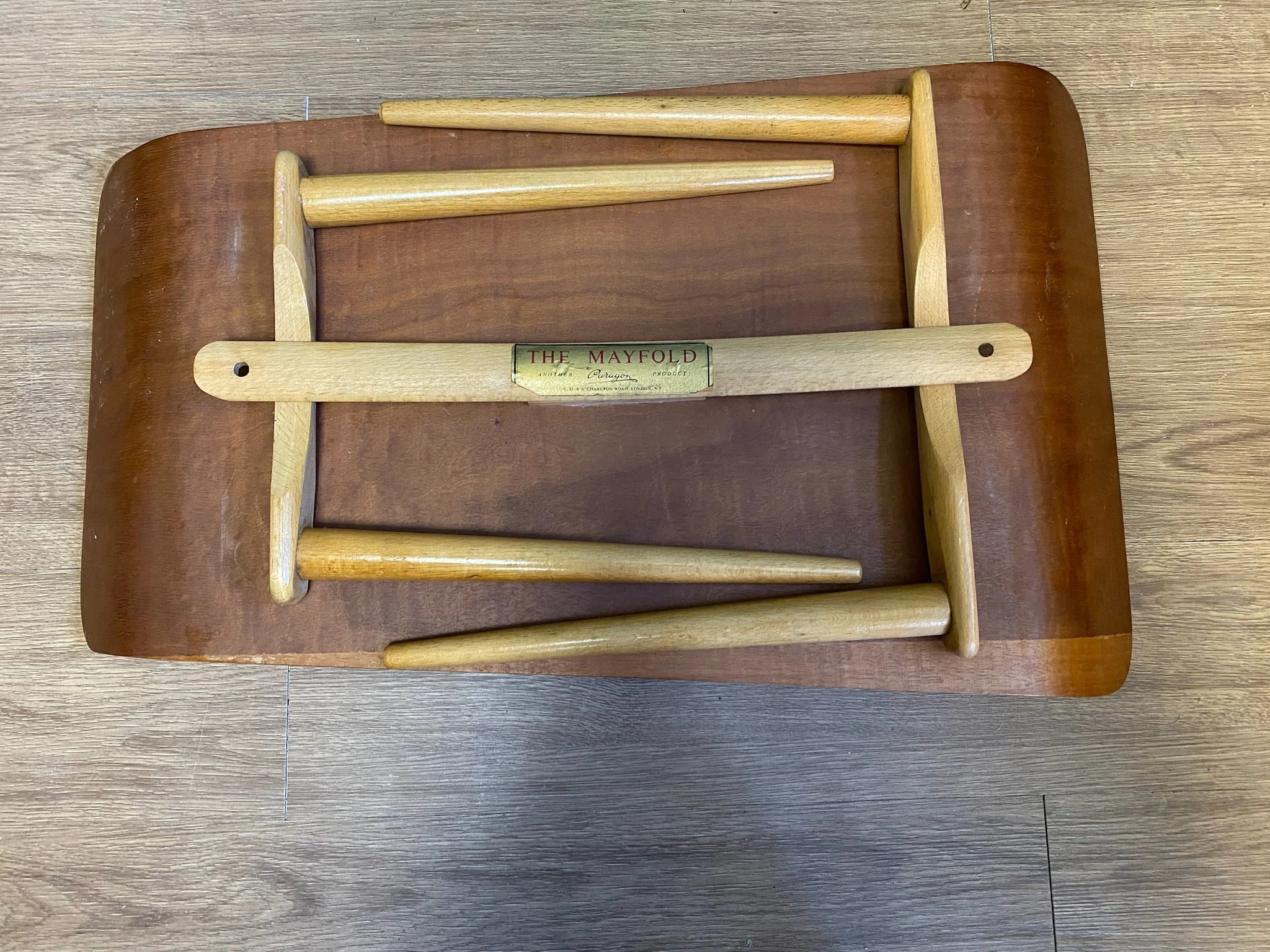Mid century teak retro Paragon ‘The Mayfair’ moulded folding coffee table side table breakfast tray