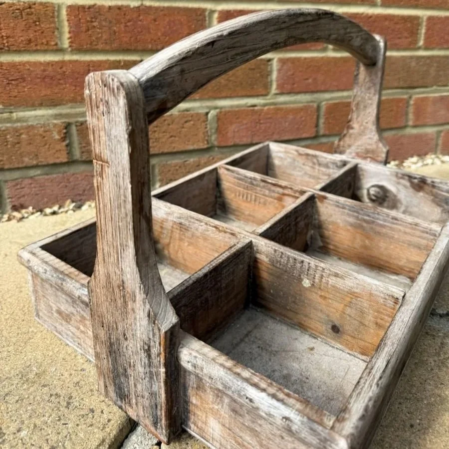 Vintage wooden bottle crate carrier paint washed