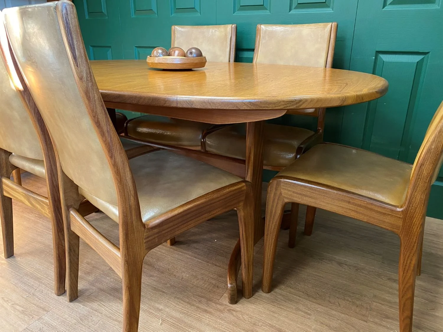 1960s G Plan Fresco solid teak extending dining table and six chairs mid century