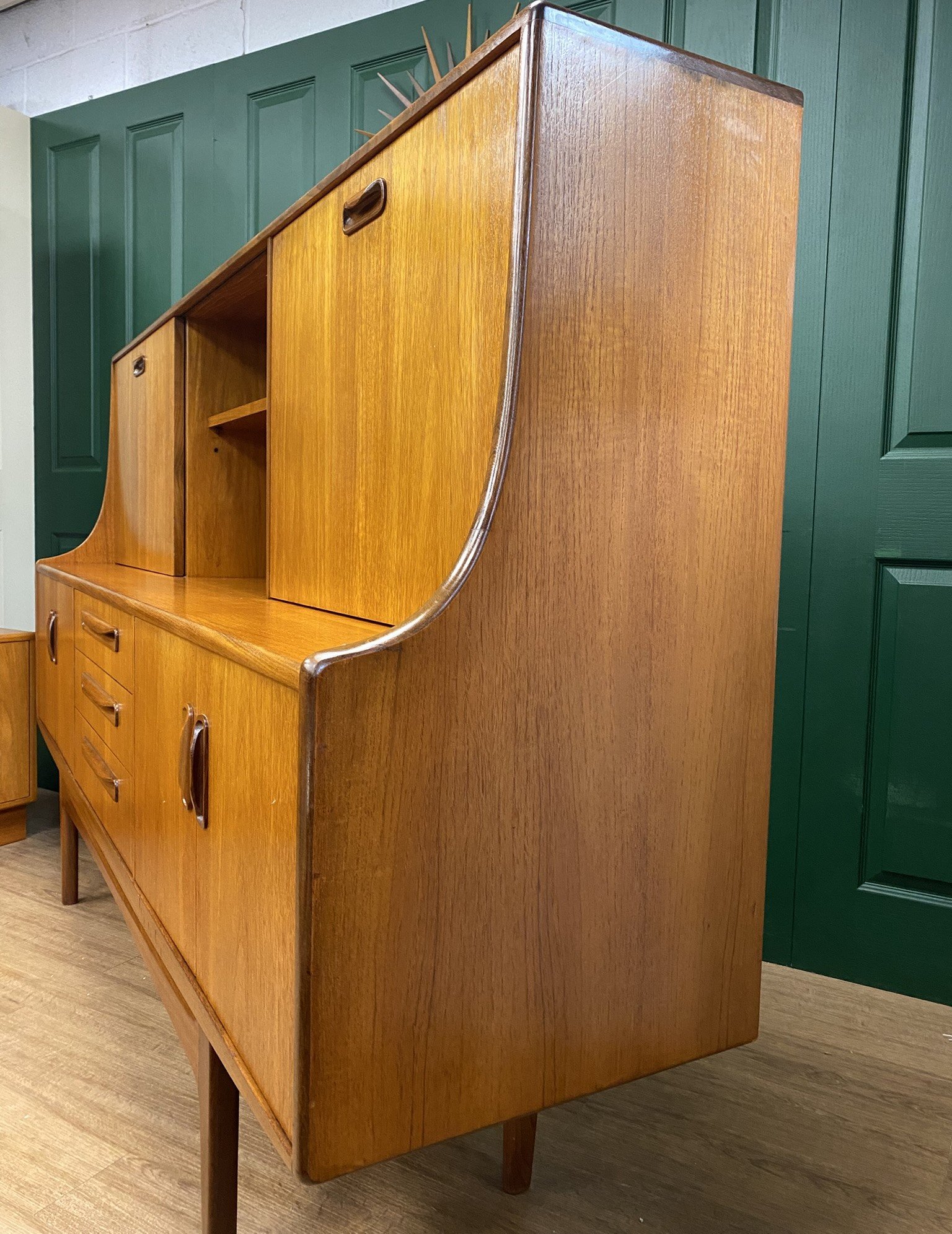 Restored 1960s GPlan Fresco teak highboard cocktail drinks cabinet sideboard
