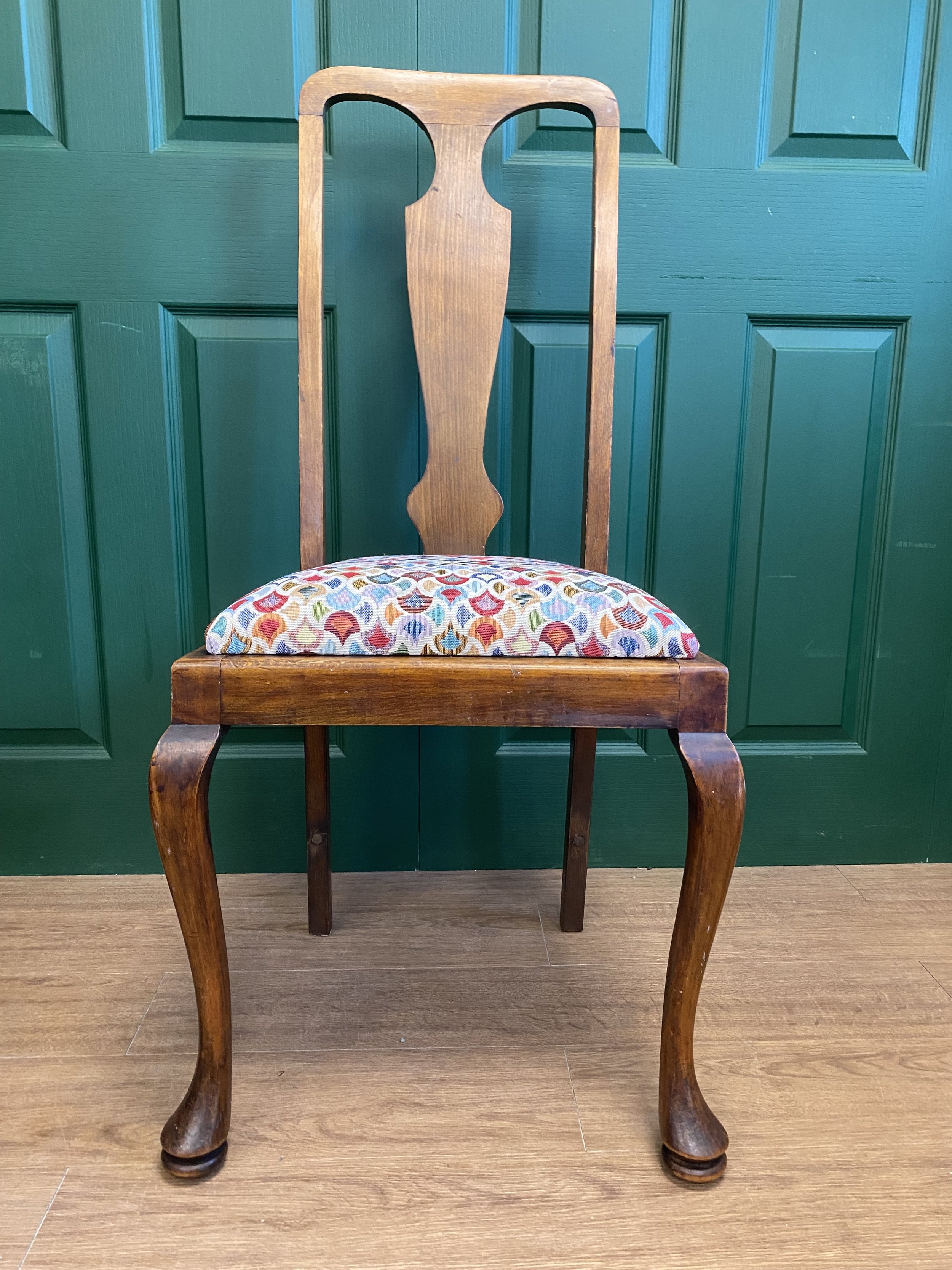 Antique Edwardian Arts and Crafts Longhurst and Skinner oak upholstered occasional dining hall bedroom chair