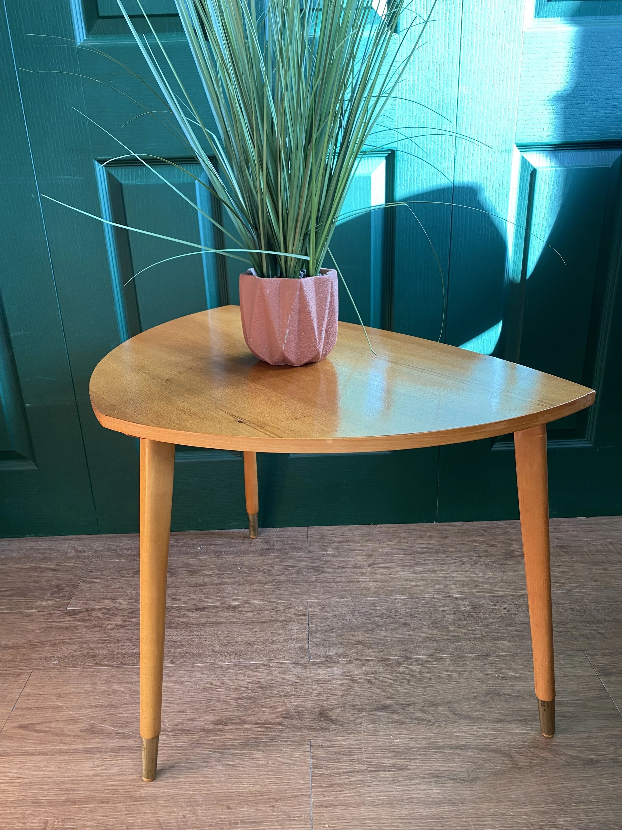 Mid century 1960s teak asymmetric coffee table side tables