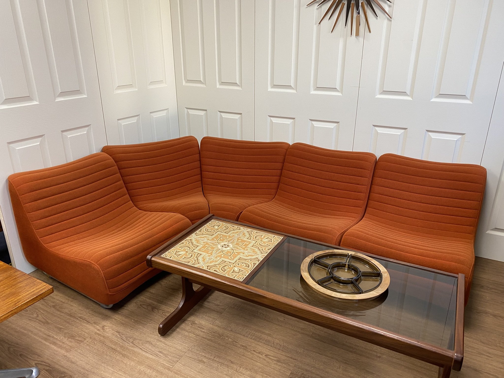 Vintage Retro 1970s Carl Henrik Spak Swedish Modular Sofa Burnt Orange