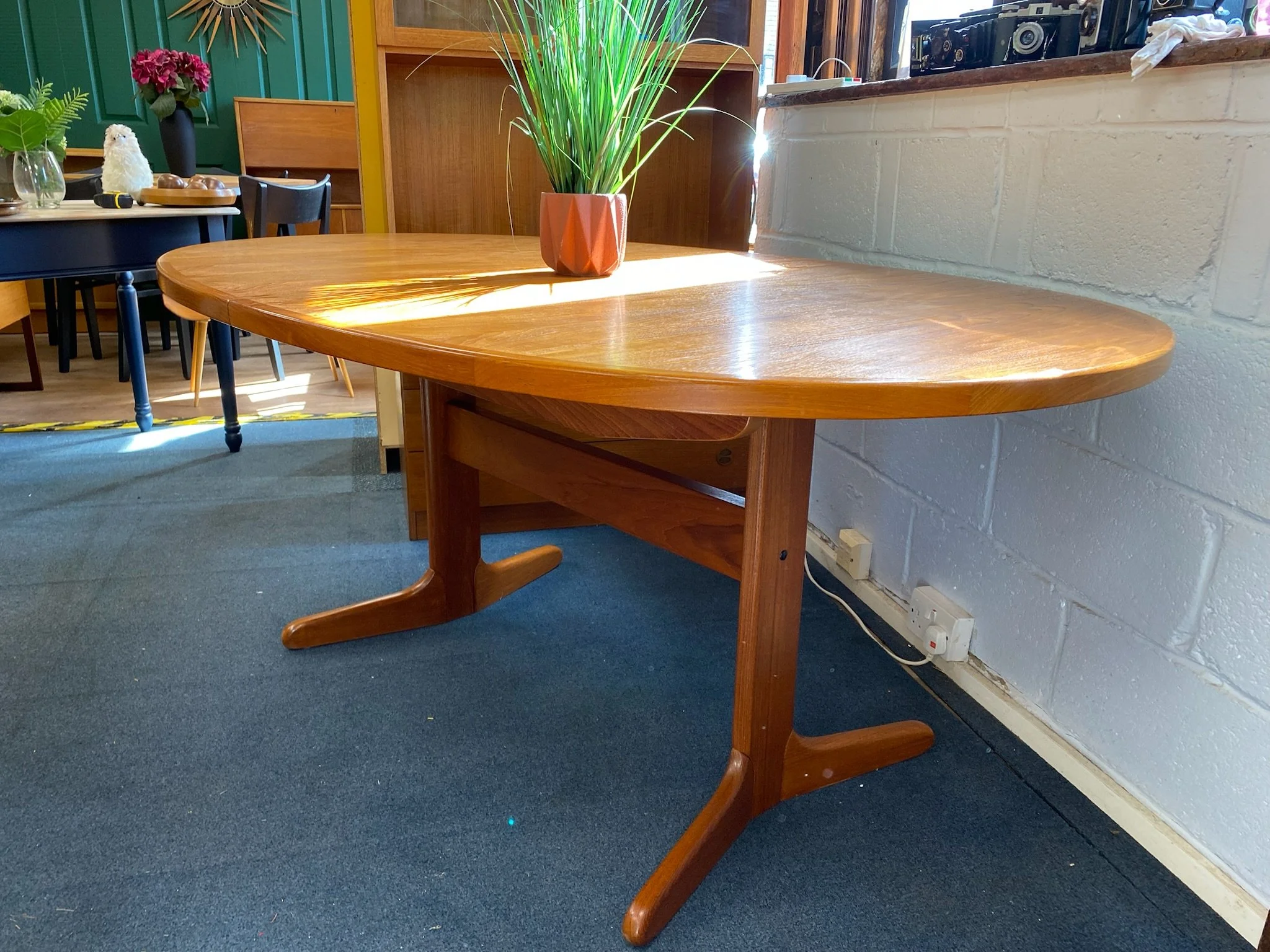 Mid century Danish Teak oval butterfly extending dining table