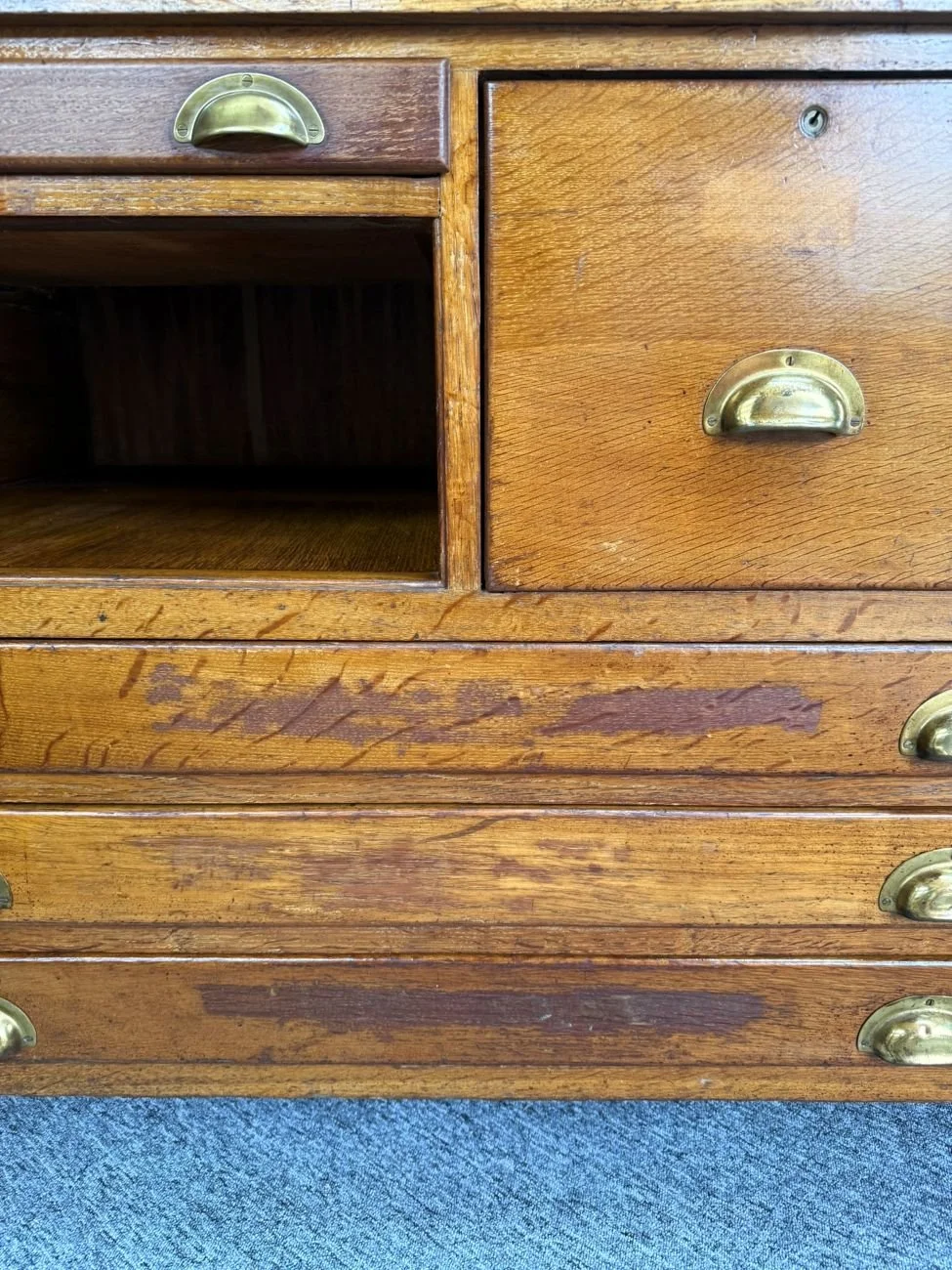 Mid century 1960s solid oak architect artist plan chest kitchen island