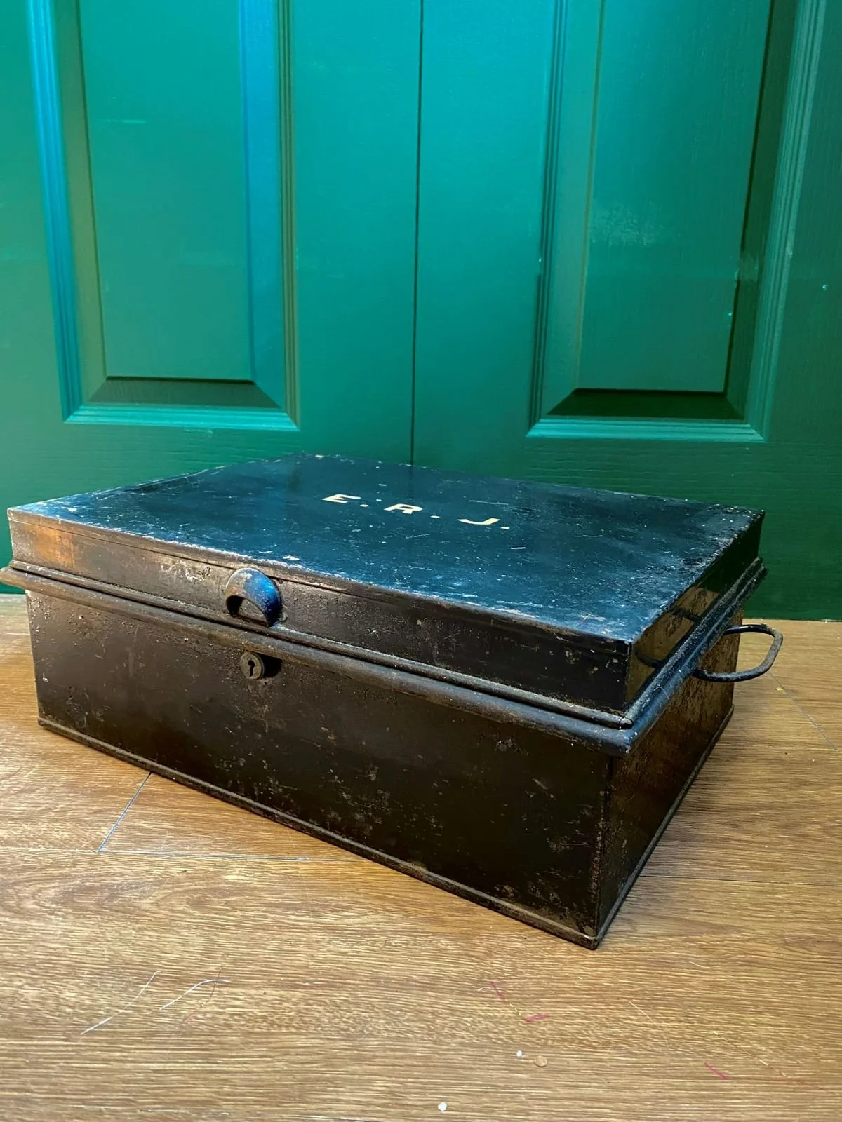 Antique black enamel storage box.jpg