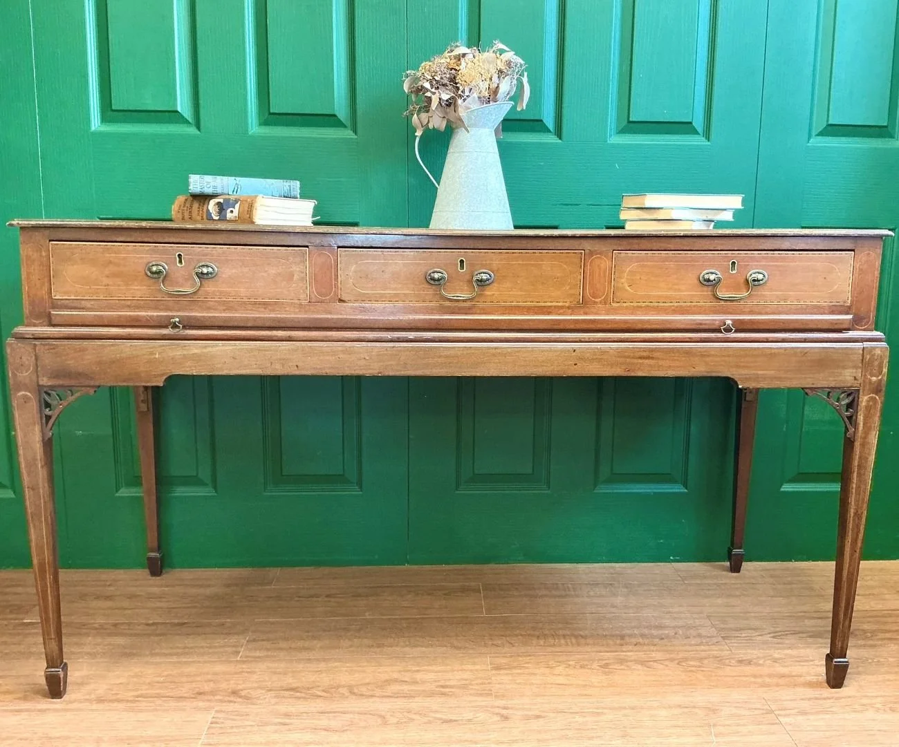 Antique Georgian Inlaid Mahogany Ladies Writing Table Pull Out Desk
