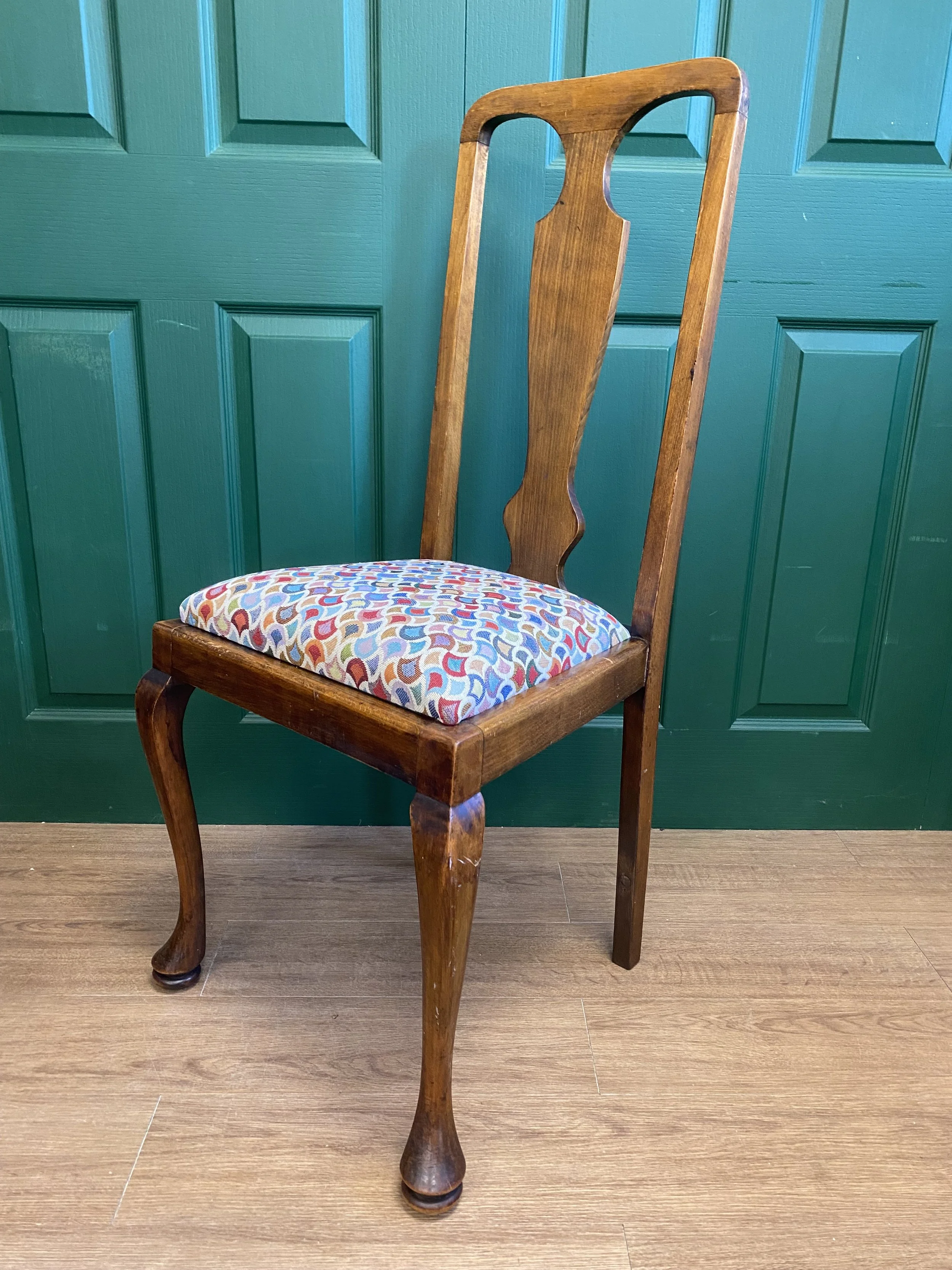 Antique Edwardian Arts and Crafts Longhurst and Skinner oak upholstered occasional dining hall bedroom chair