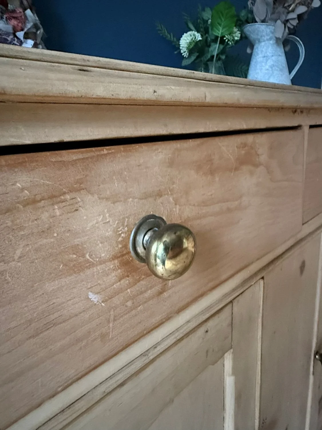Antique Victorian rustic farmhouse pine sideboard dresser