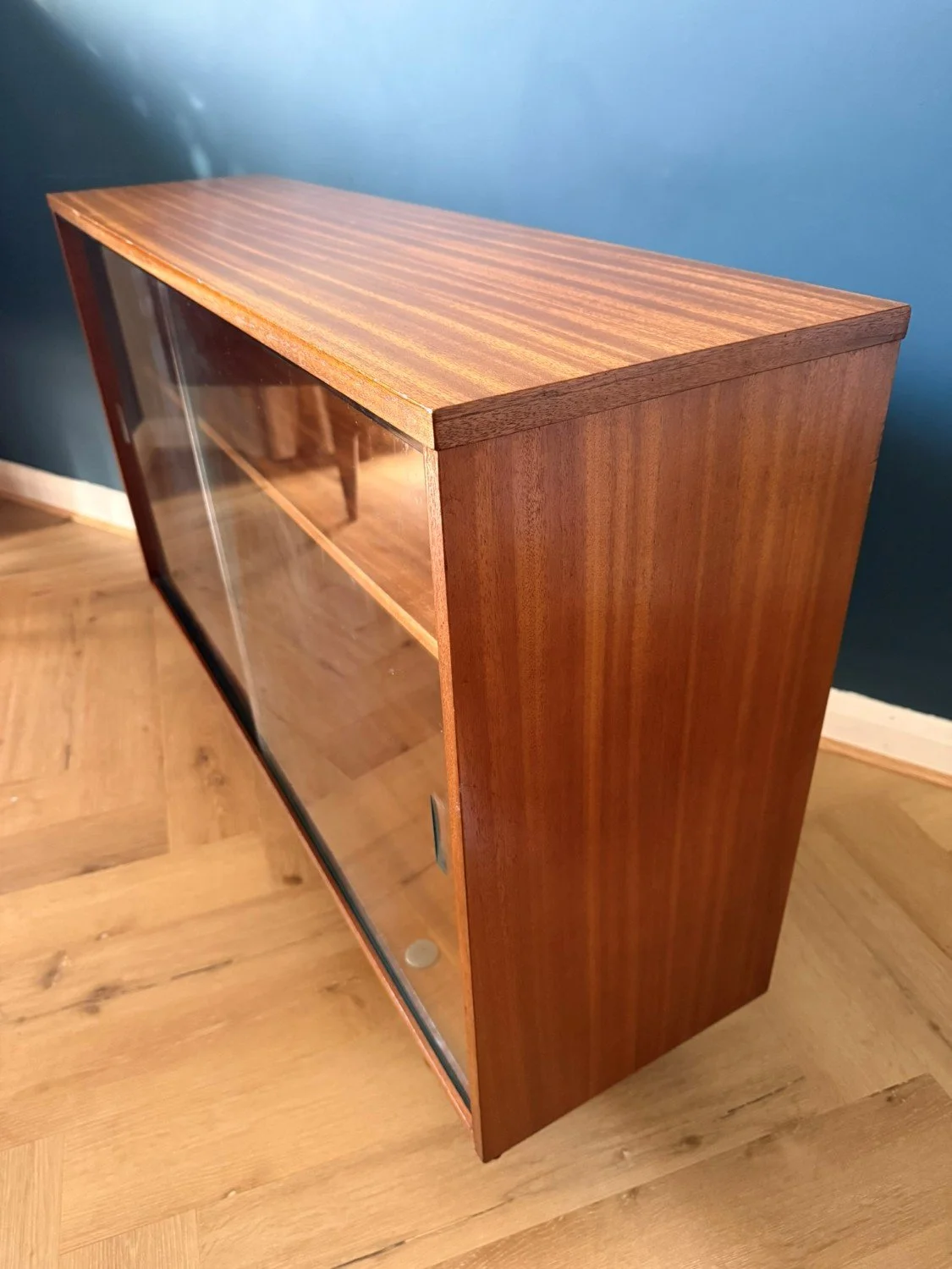 Vintage mid century 1960s 70s teak glazed bookcase display cabinet sideboard by Avalon