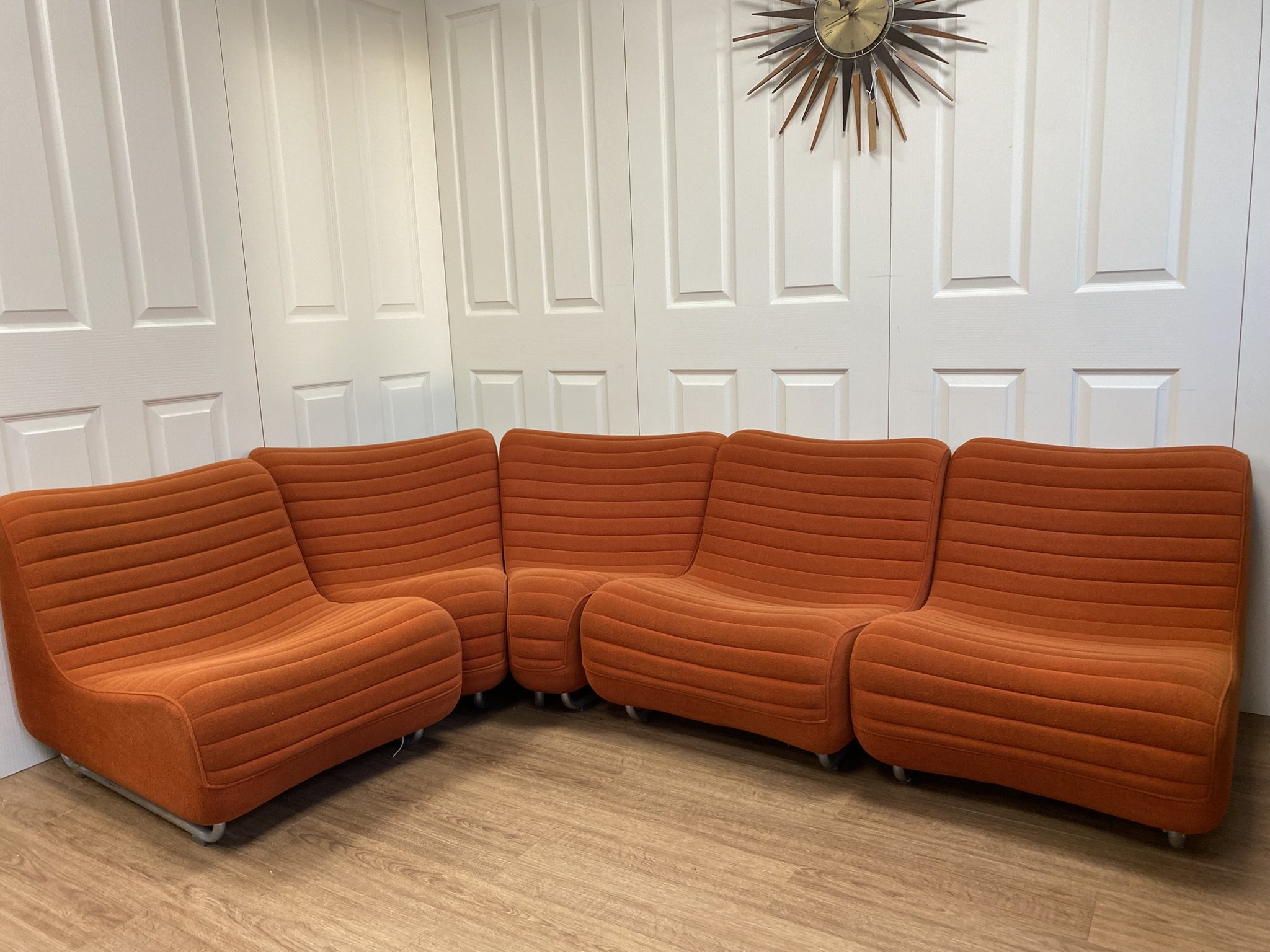Vintage Retro 1970s Carl Henrik Spak Swedish Modular Sofa Burnt Orange