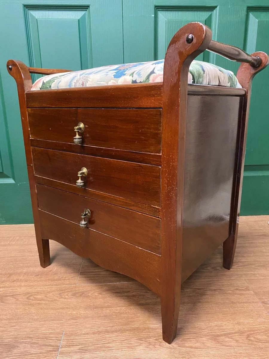 Antique Edwardian Mahogany Piano Stool with Drawers