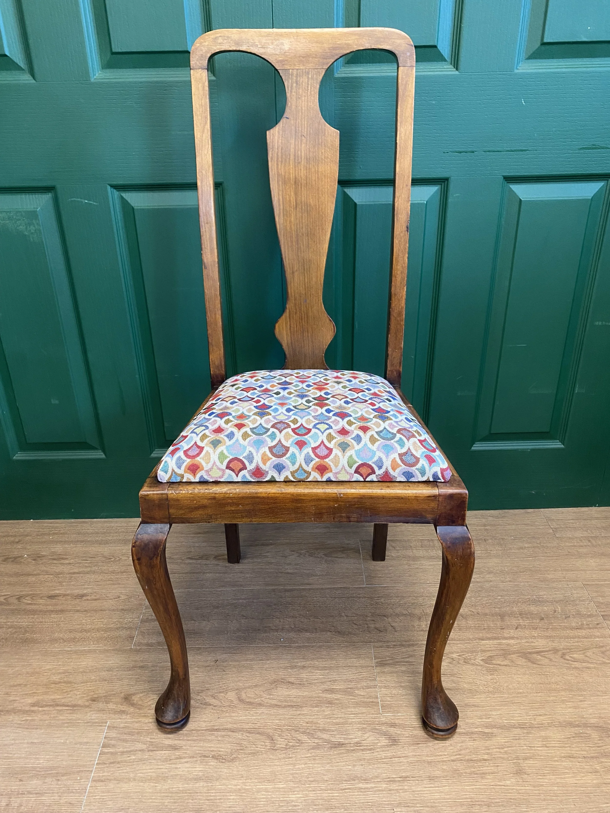 Antique Edwardian Arts and Crafts Longhurst and Skinner oak upholstered occasional dining hall bedroom chair