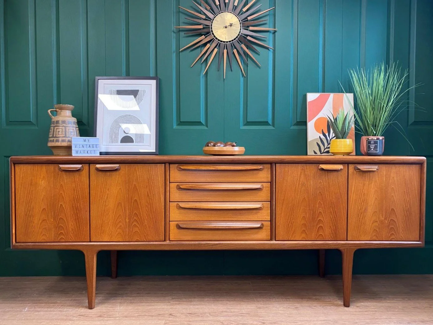 vintage antique shop mid century teak furniture sideboard