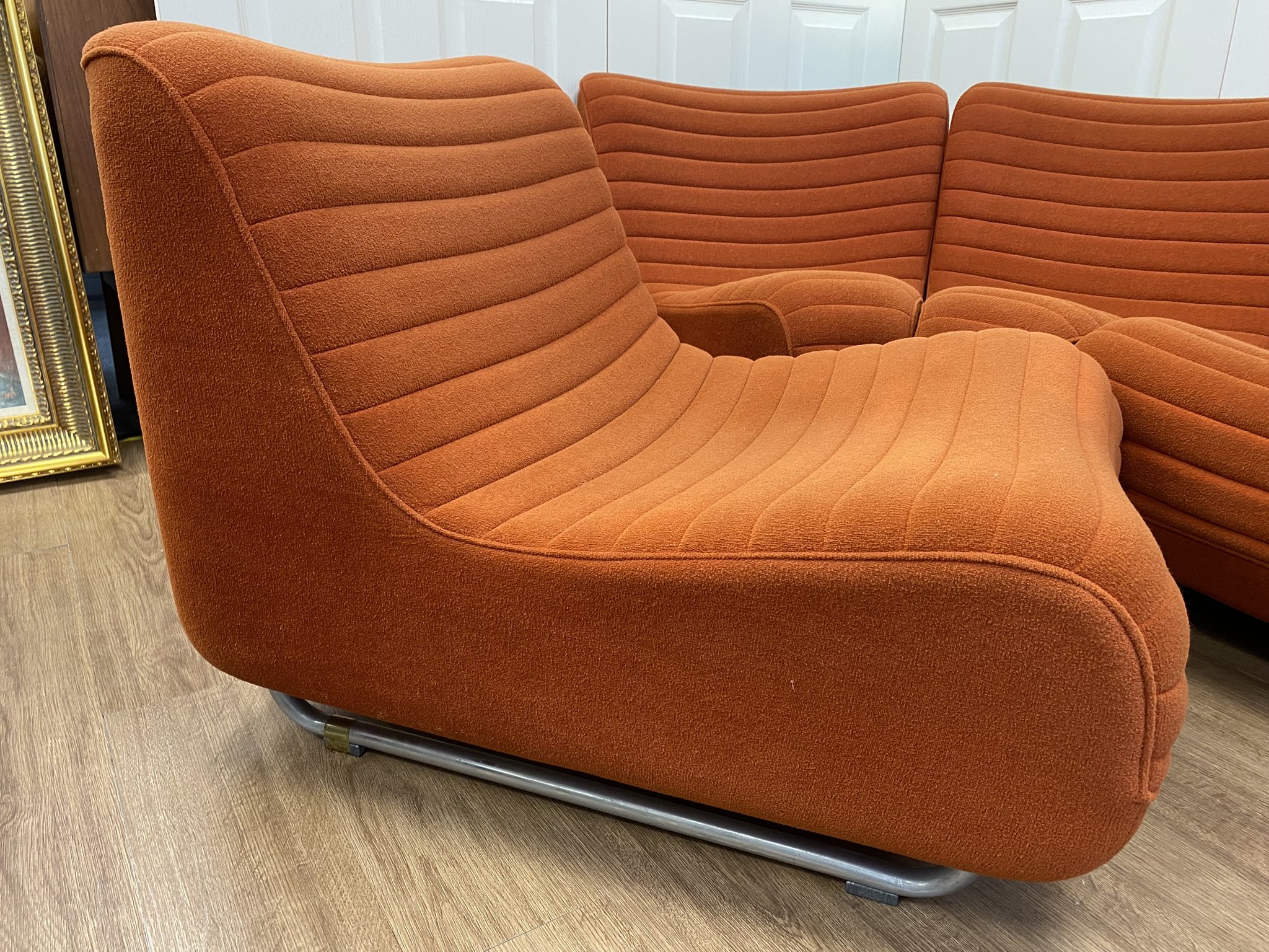 Vintage Retro 1970s Carl Henrik Spak Swedish Modular Sofa Burnt Orange