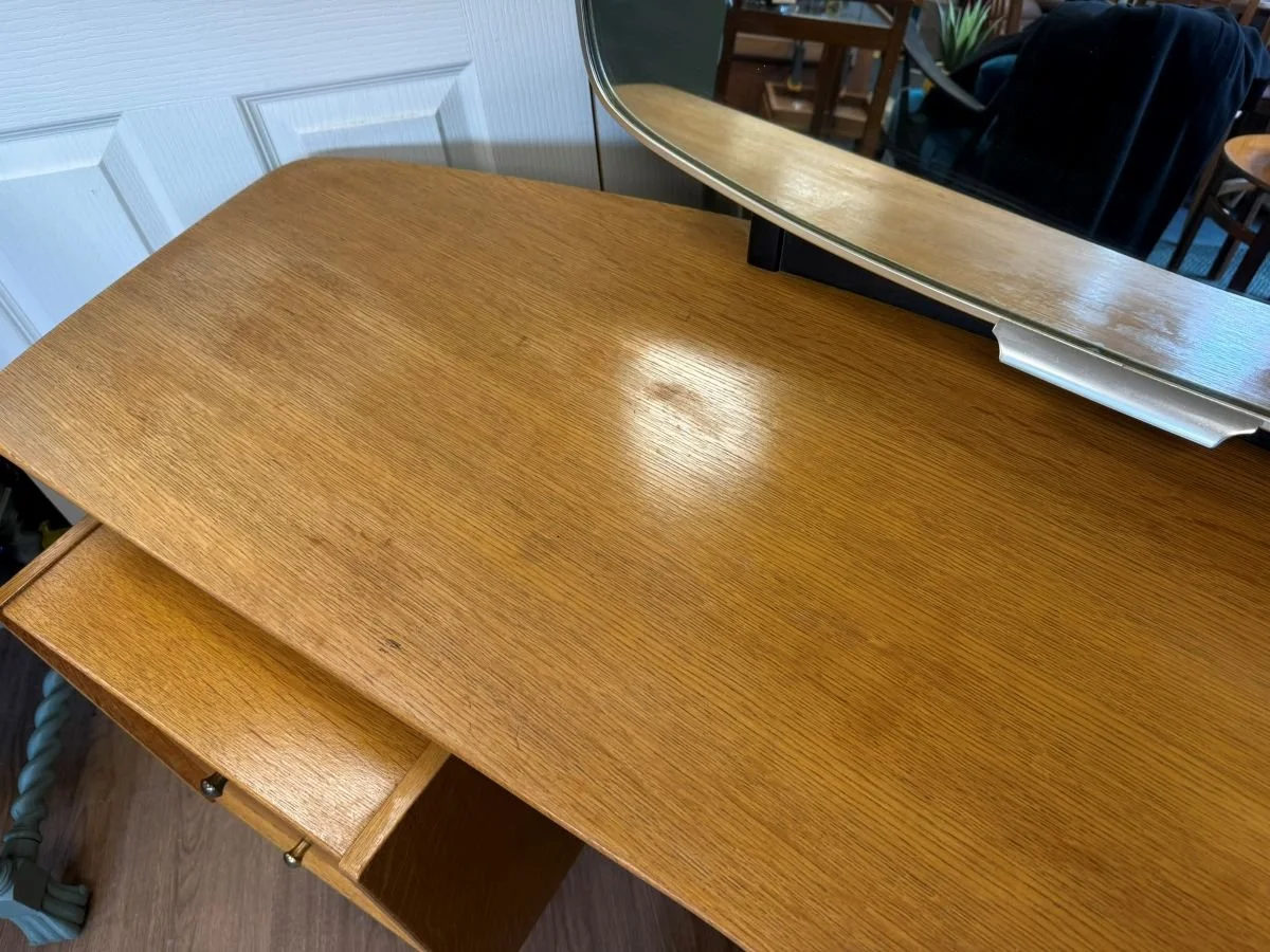 Mid century vintage G plan E Gomme Librenza late 1950s dressing table top close up