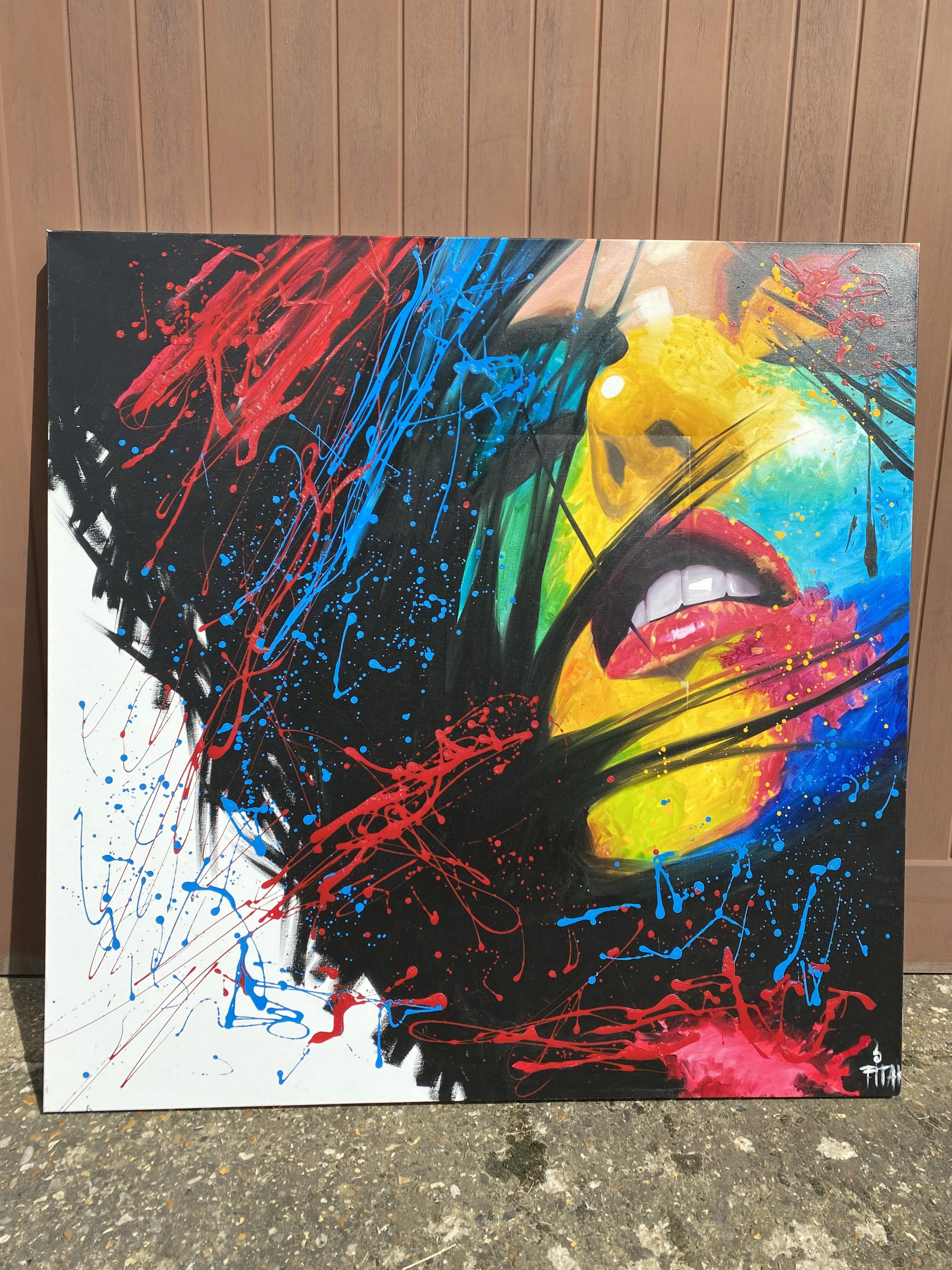 Pop Art Graffiti Style Oil Painting, 46" x 46", Thai Artist
