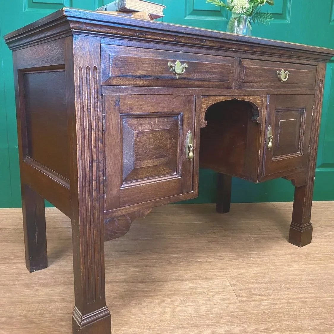 Antique Edwardian solid oak ladies writing desk