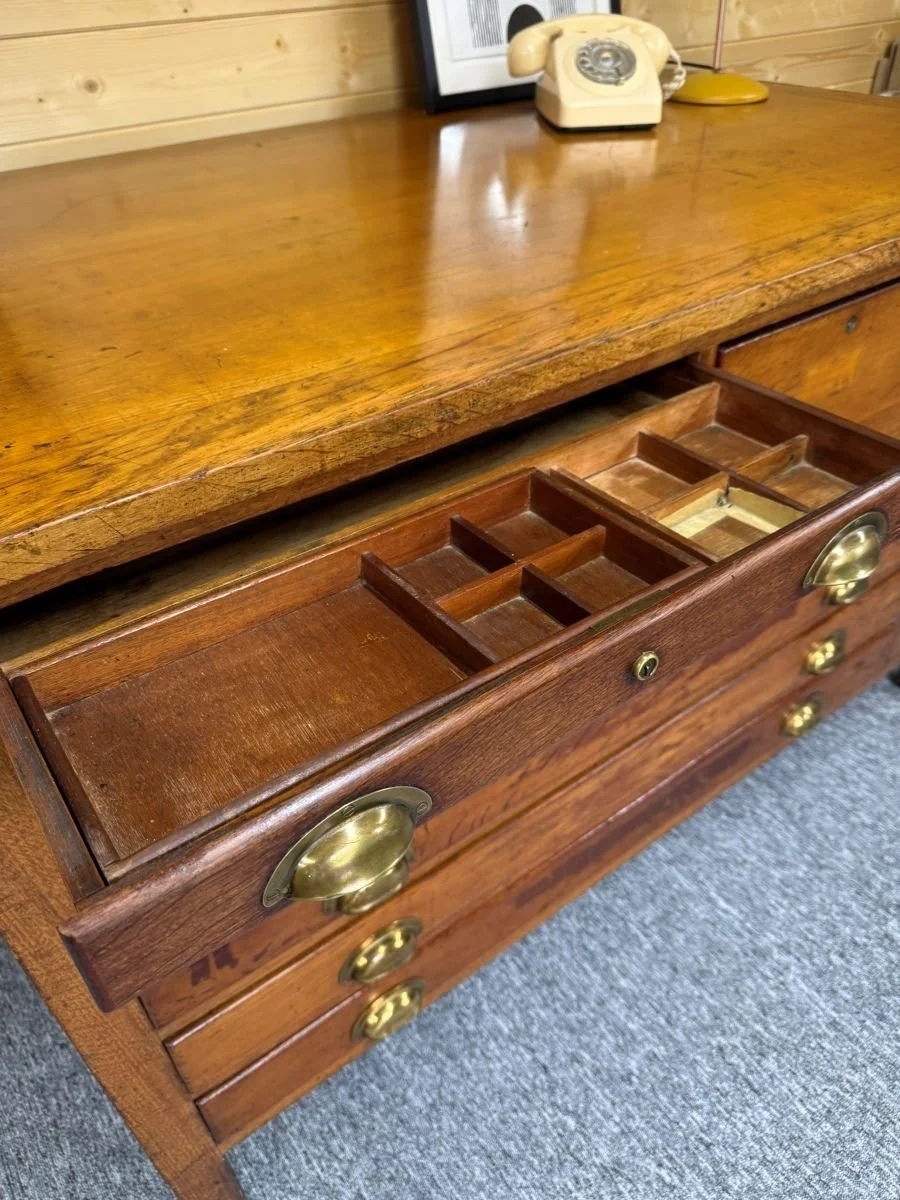 Mid century 1960s solid oak architect artist plan chest kitchen island