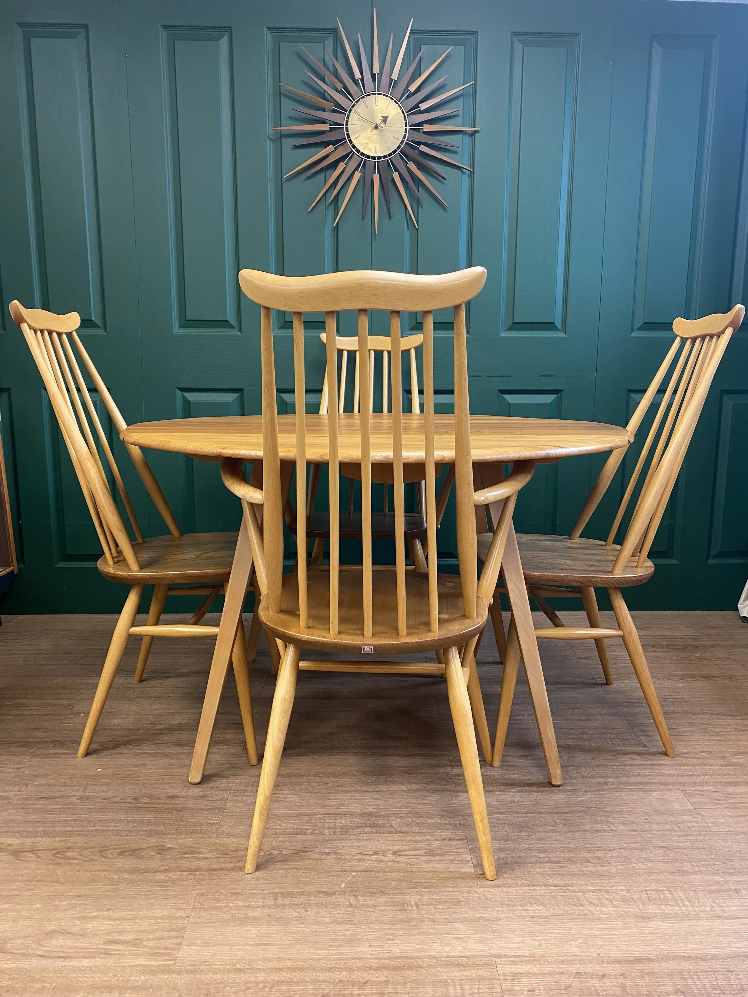 Ercol drop-leaf table and chairs (model 383)