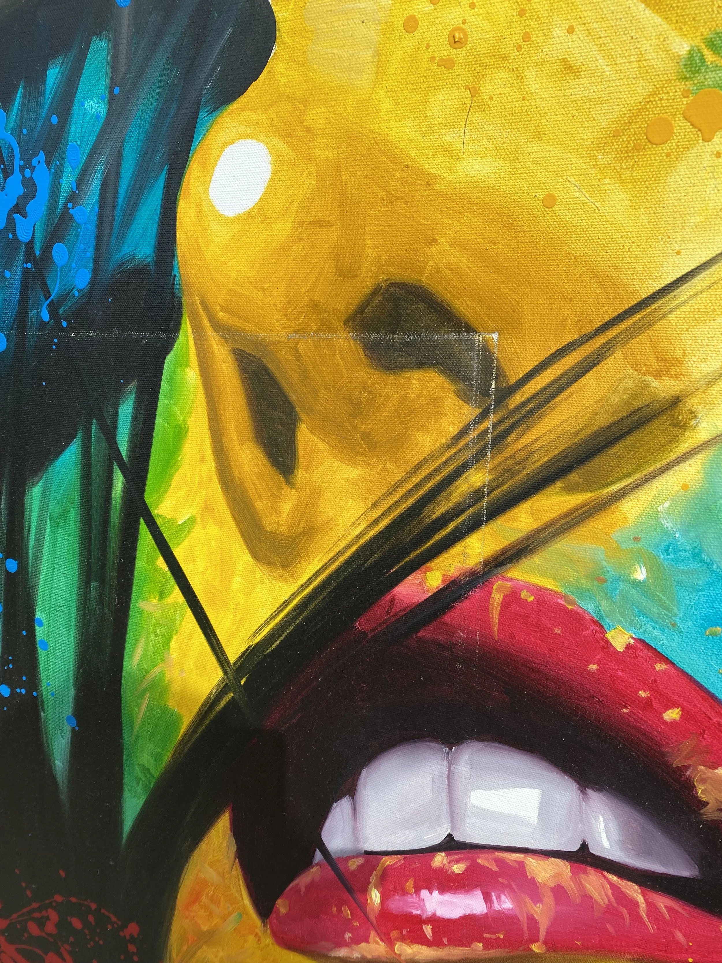 Pop Art Graffiti Style Oil Painting, 46" x 46", Thai Artist