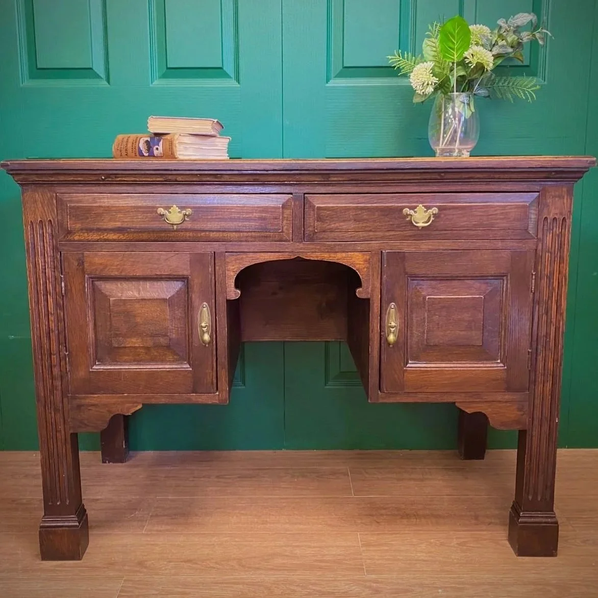 Antique Edwardian solid oak ladies writing desk