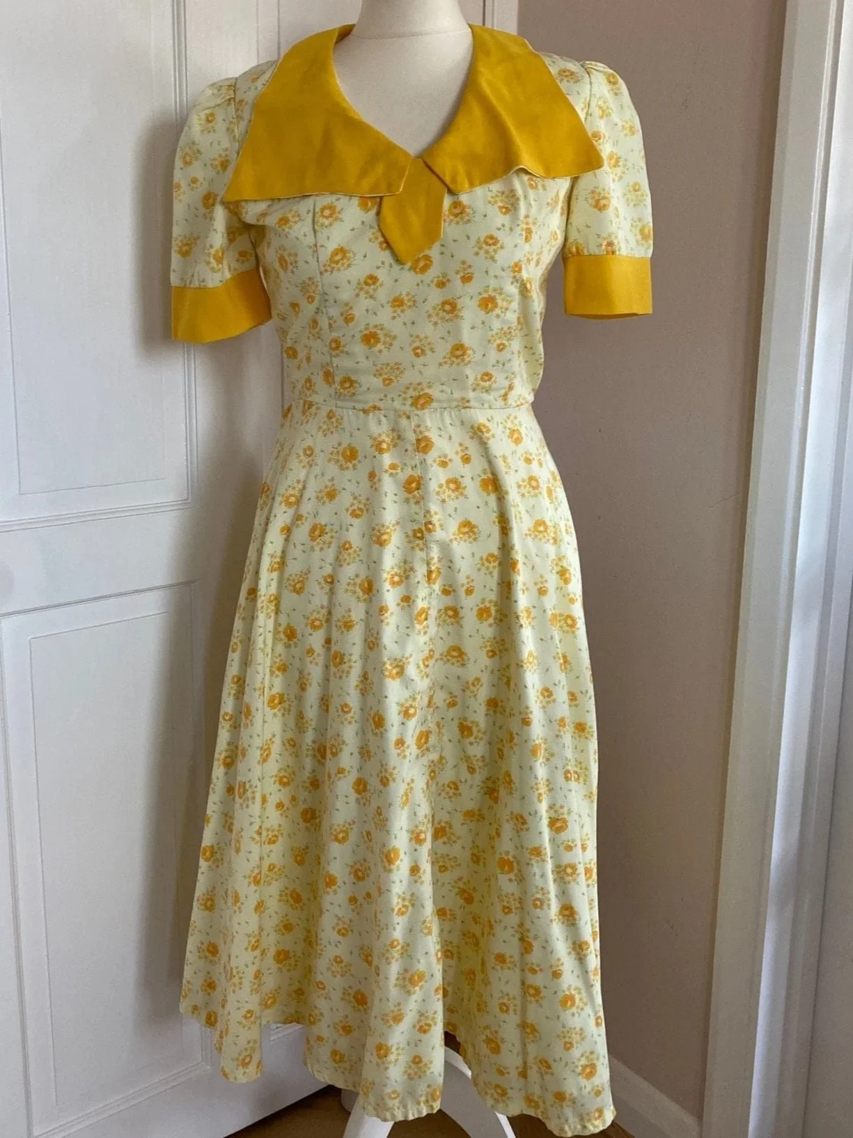 Original Vintage 1950s Dress, Yellow, Size 8