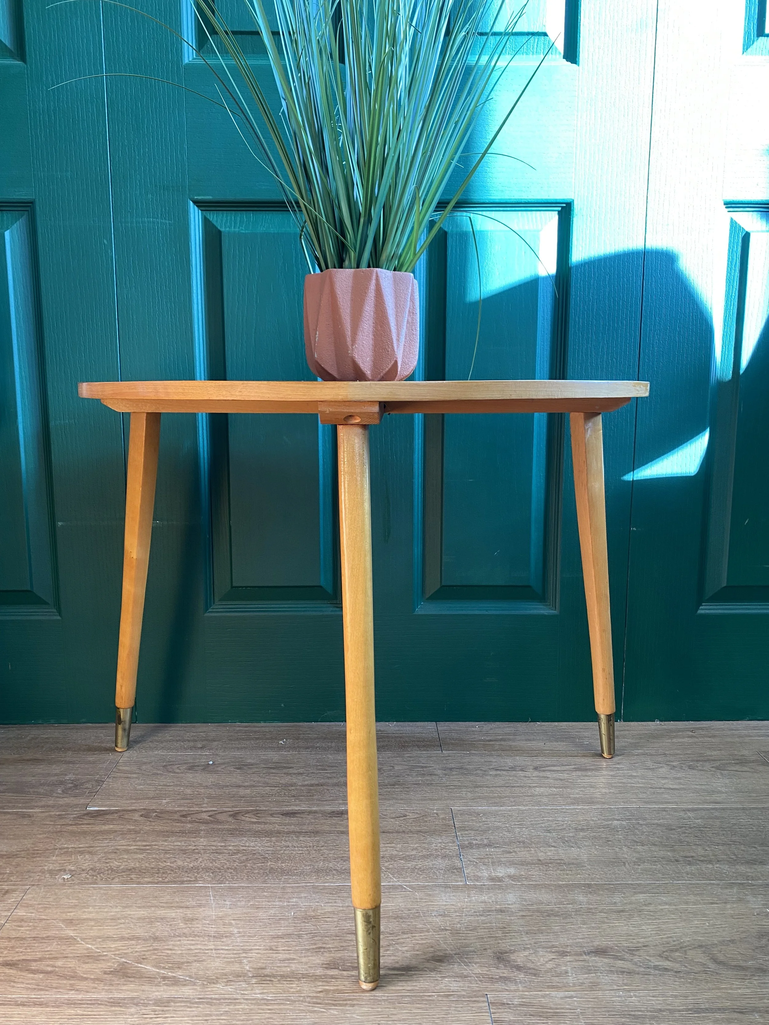 Mid century 1960s teak asymmetric coffee table side tables