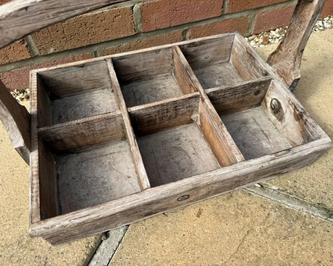 Vintage wooden bottle crate carrier paint washed