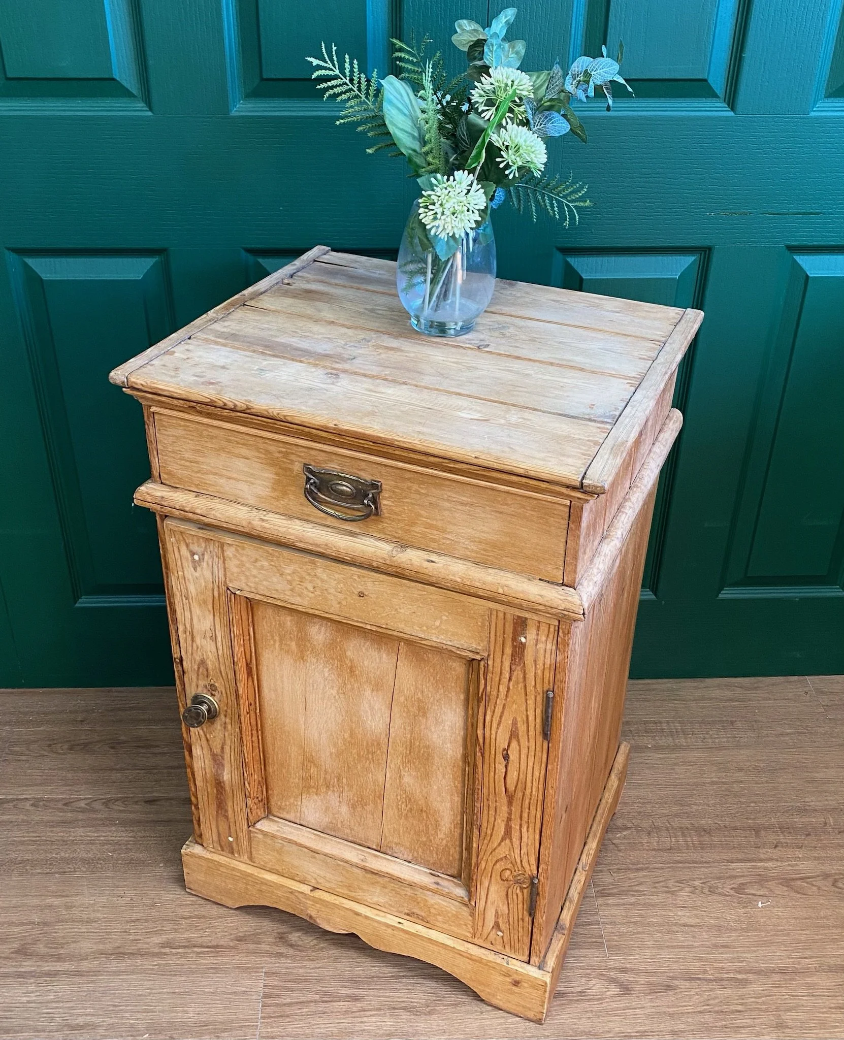 Antique Edwardian Arts and Crafts bedside table or pot cupboard