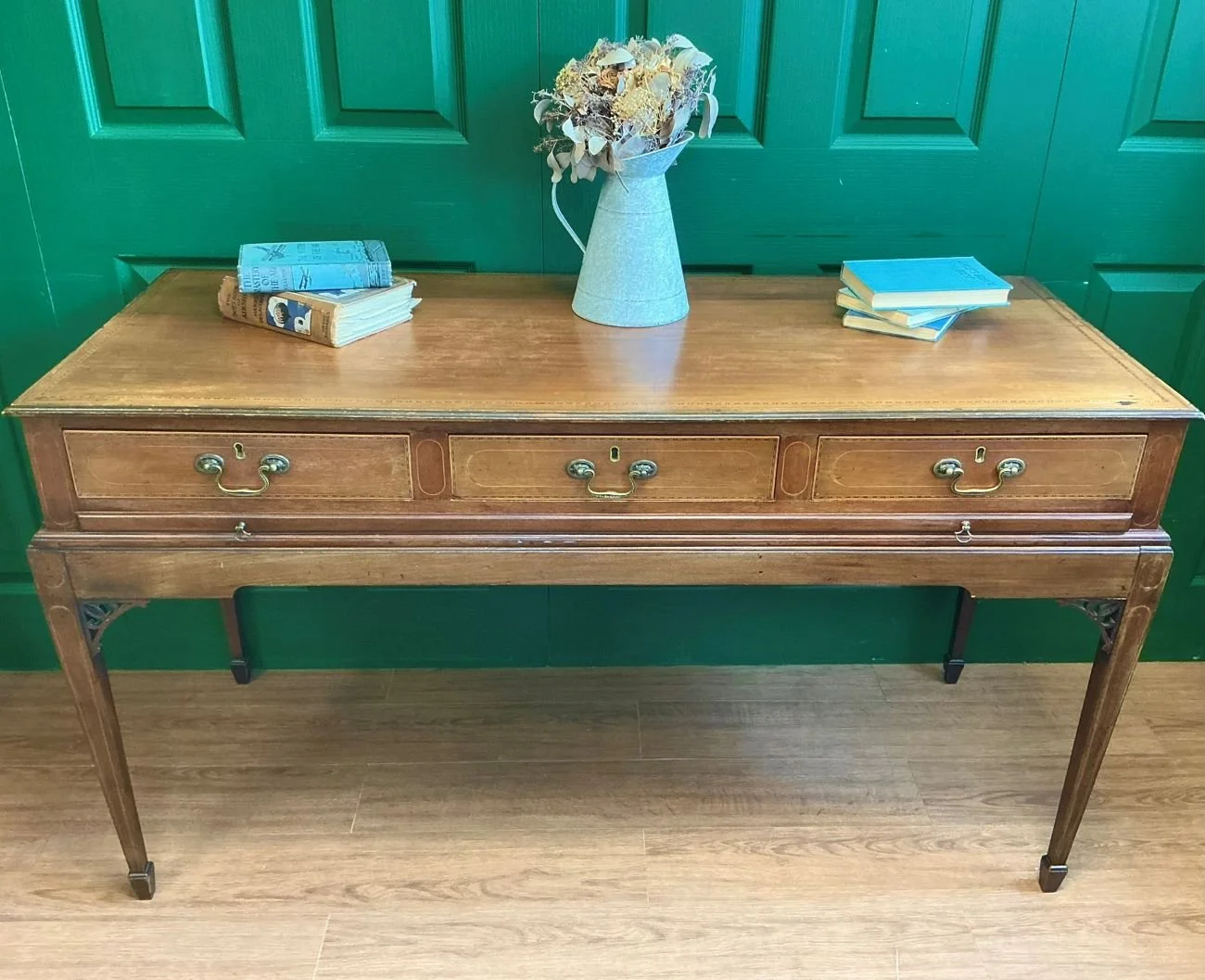 Antique Georgian Inlaid Mahogany Ladies Writing Table Pull Out Desk