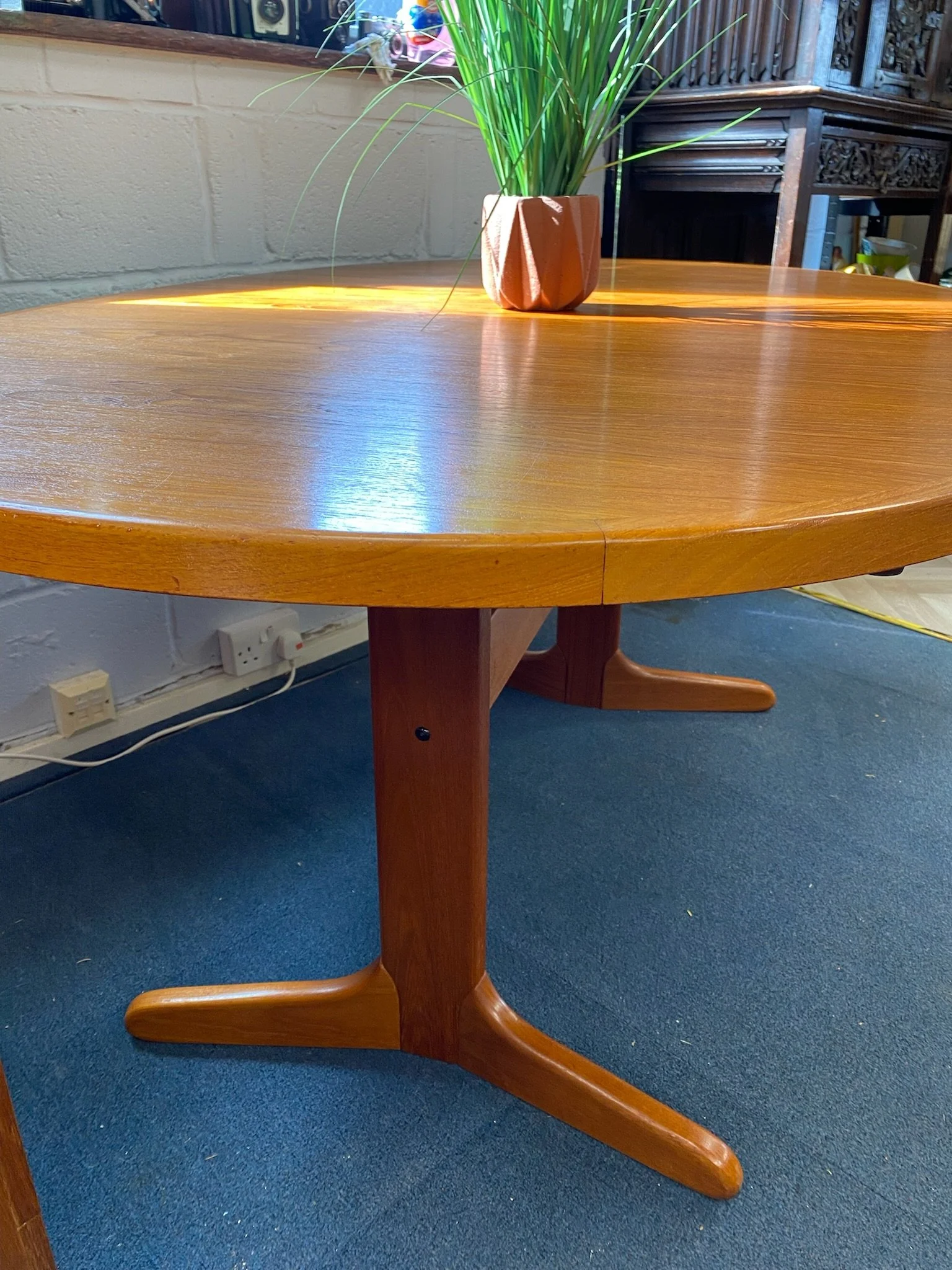 Mid Century Danish oval teak butterfly extending table