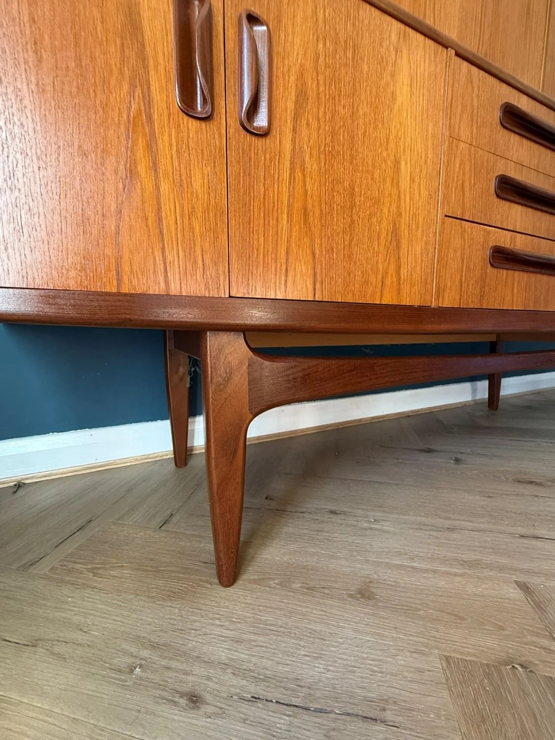 Restored mid century 1960s G Plan Fresco teak highboard cocktail drinks cabinet sideboard