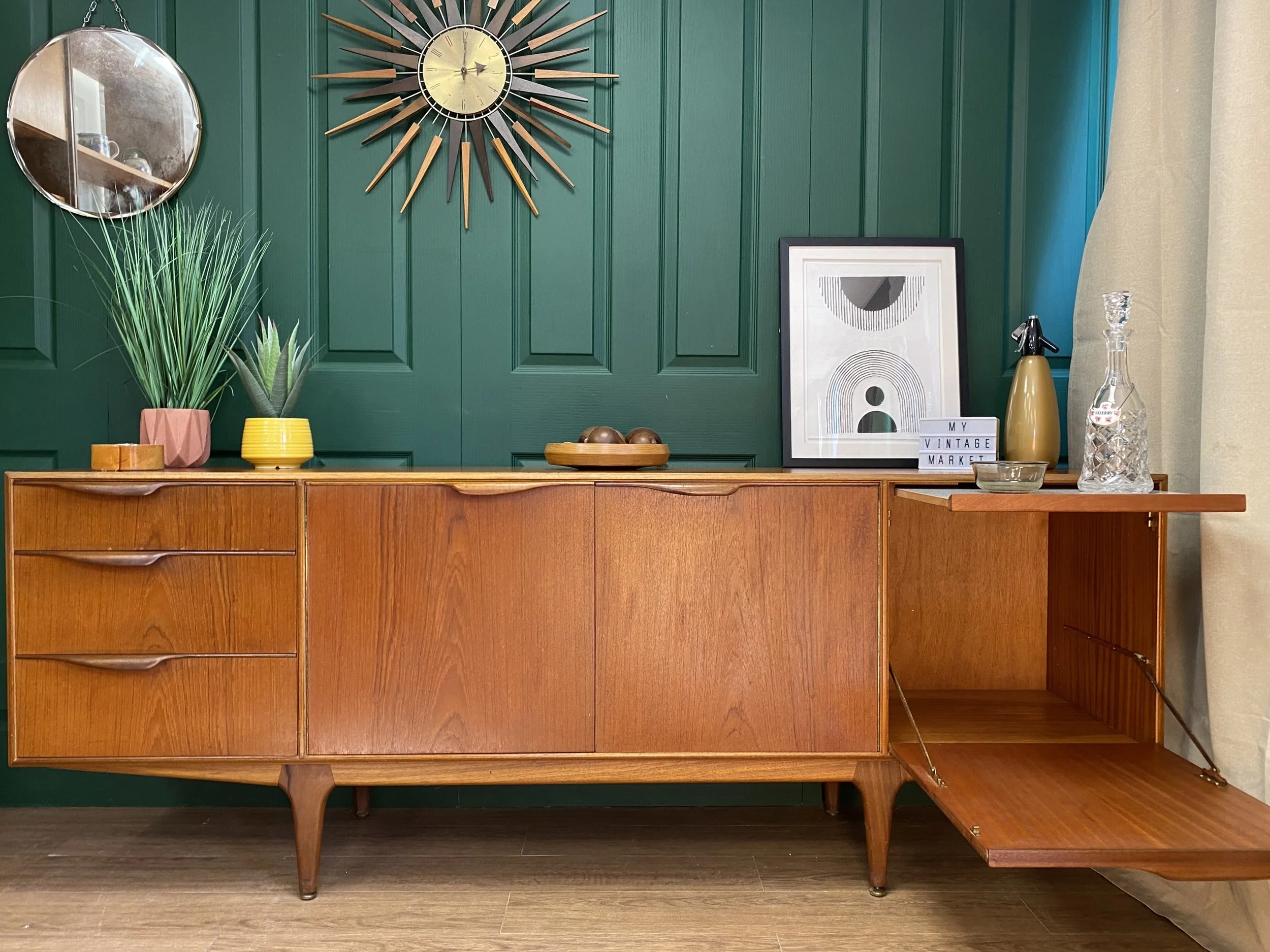 Vintage 1960s Danish style mid century teak sideboard by McIntosh.