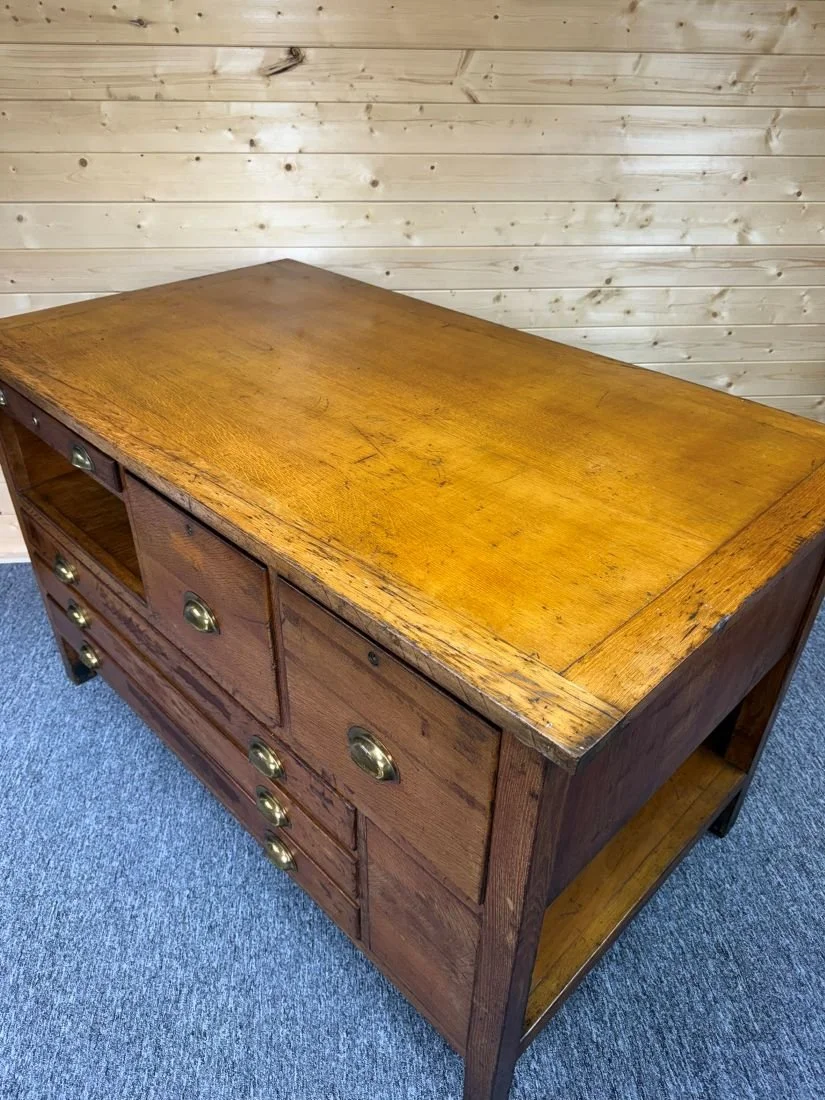 Mid century 1960s solid oak architect artist plan chest kitchen island