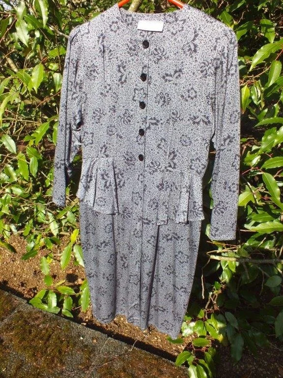 Vintage 1980s Principles grey floral dress, size 12