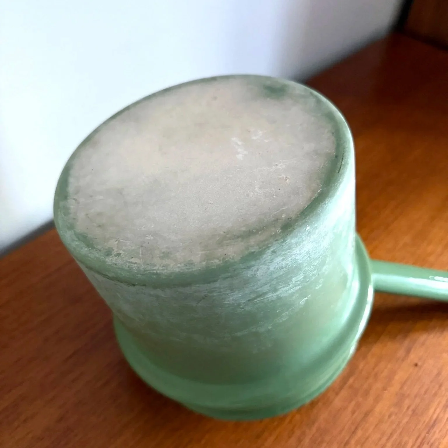 Vintage mid century rustic green enamel lidded saucepan