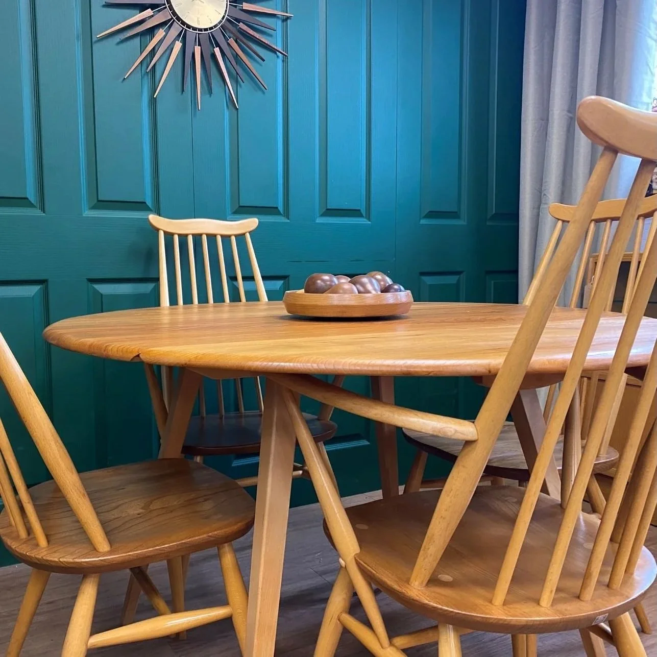 Ercol drop-leaf table and chairs (model 383)