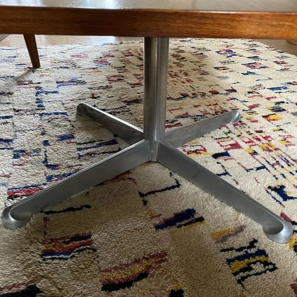 Mid century Italian square coffee table by Osvaldo Borsani for Tecno, 1960s, rosewood with zinc alloy base