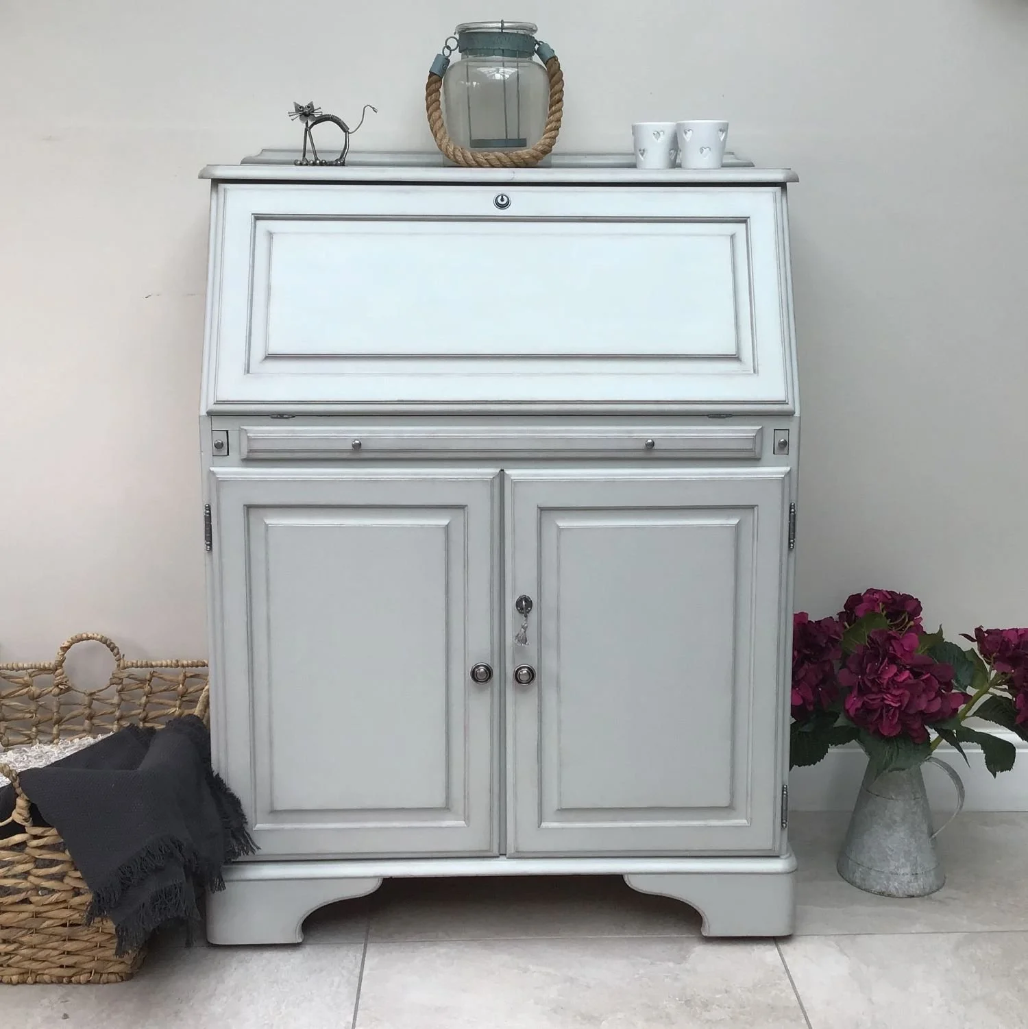 Upcycled grey vintage bureau