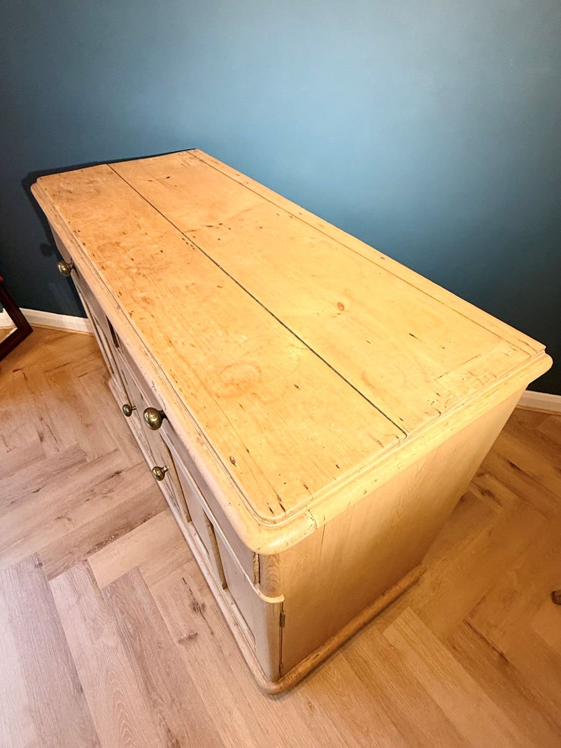 Antique Victorian rustic farmhouse pine sideboard dresser