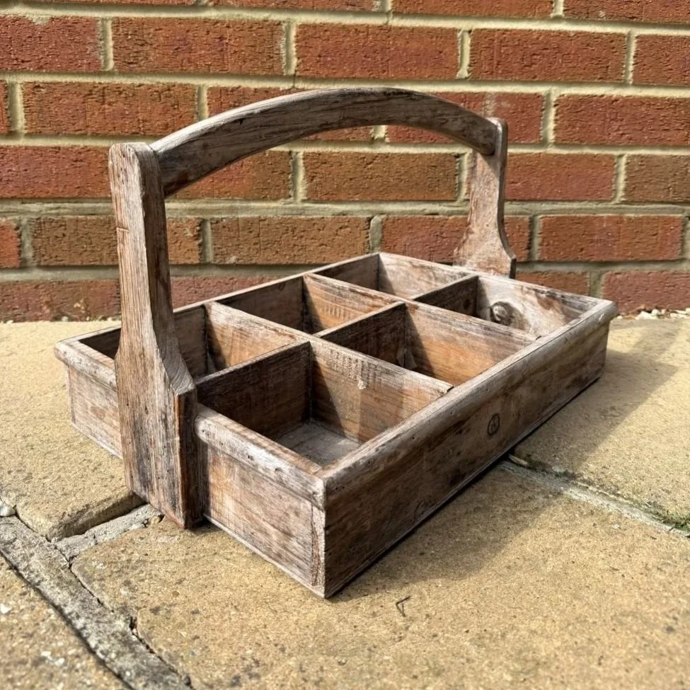 Vintage wooden bottle crate carrier paint washed